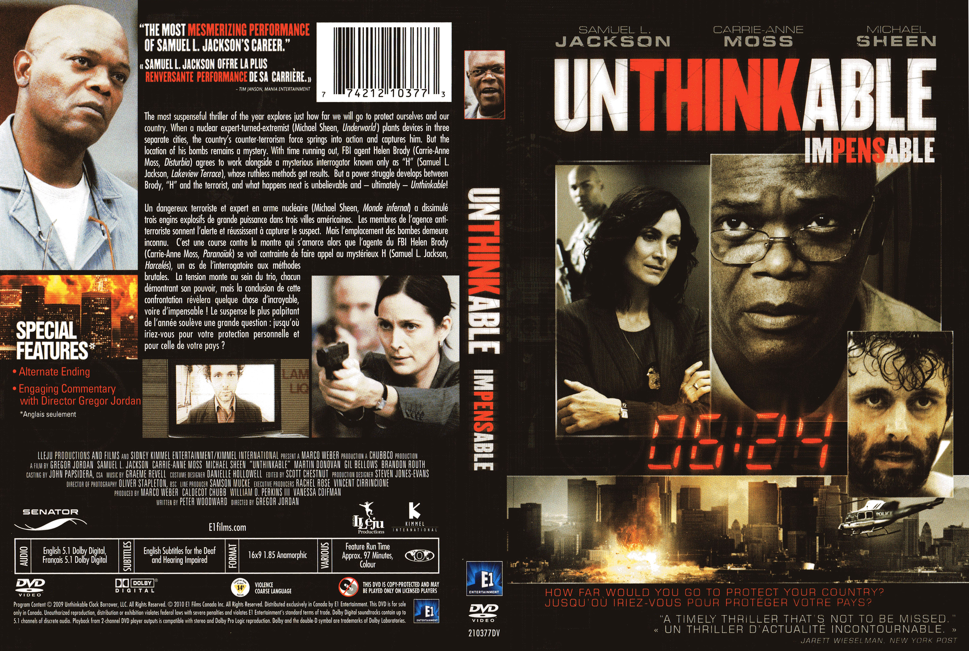 Jaquette DVD Unthinkable - Impensable (Canadienne)