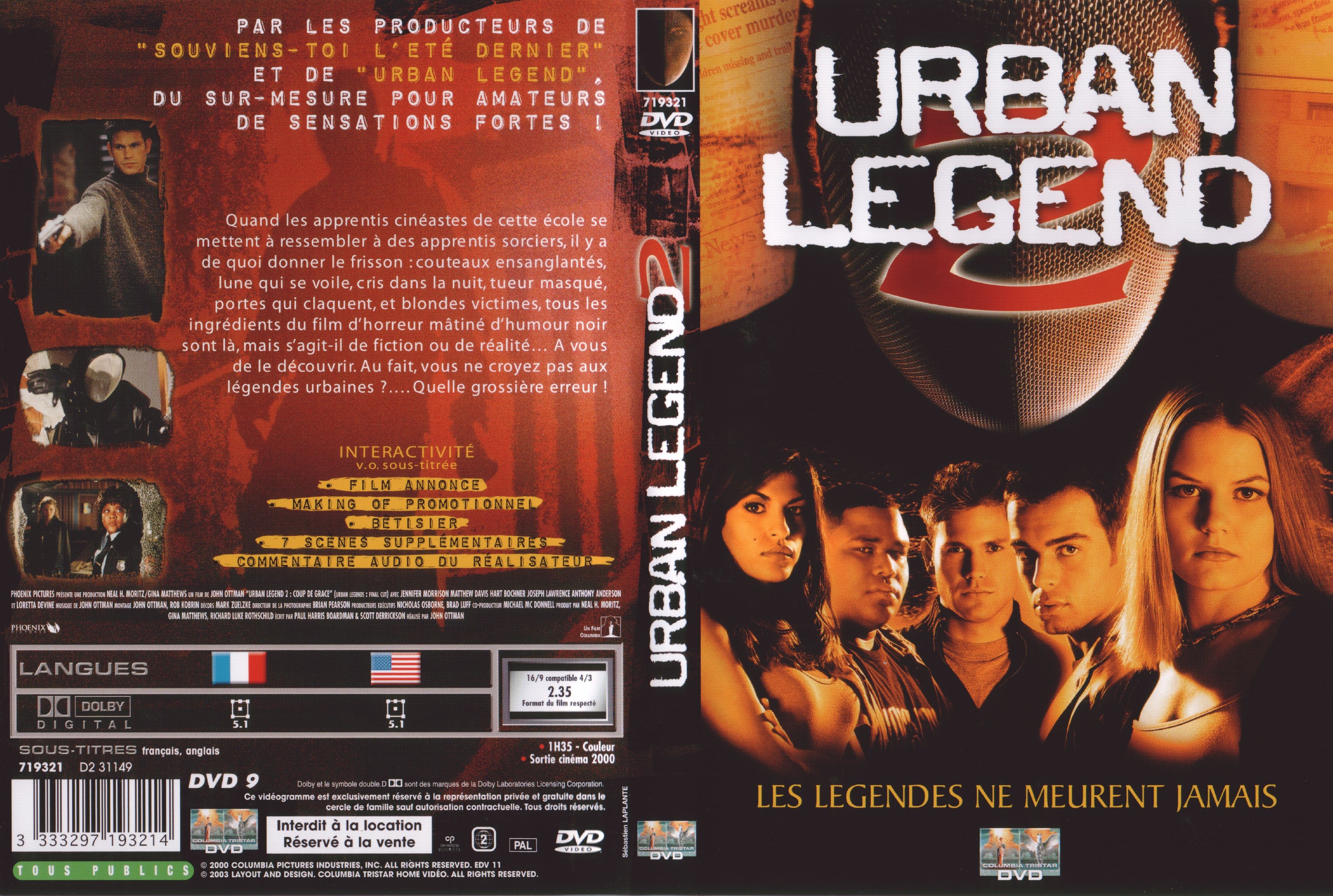 Jaquette DVD Urban legend 2
