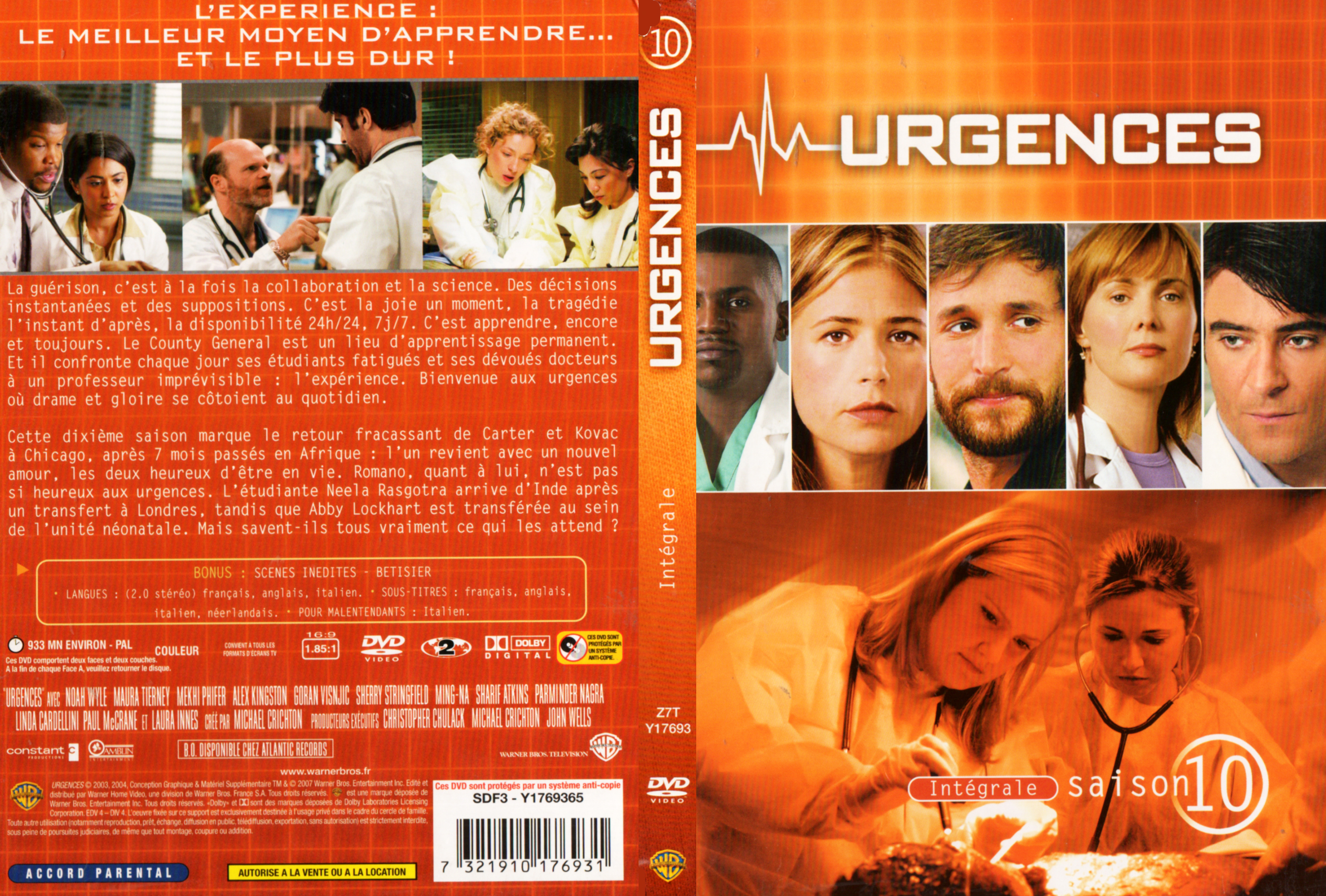 Jaquette DVD Urgences saison 10 COFFRET