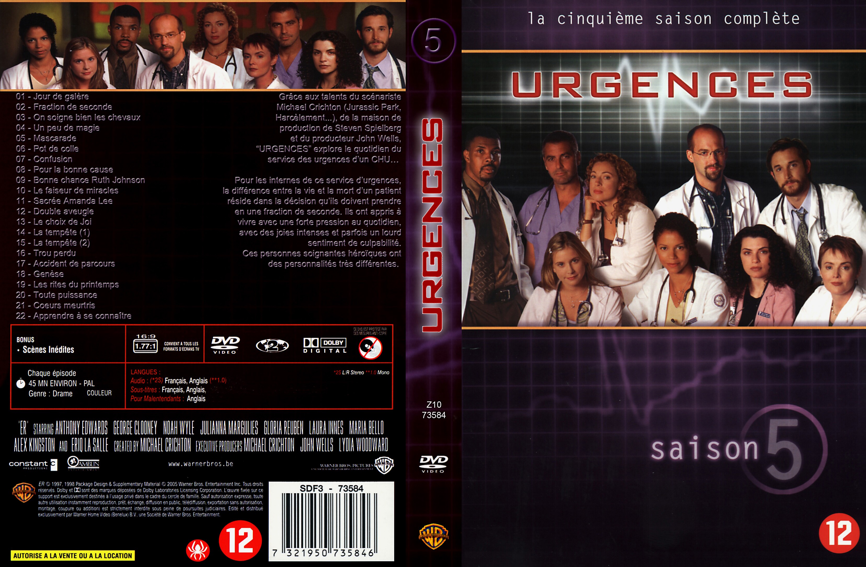 Jaquette DVD Urgences saison 5 COFFRET