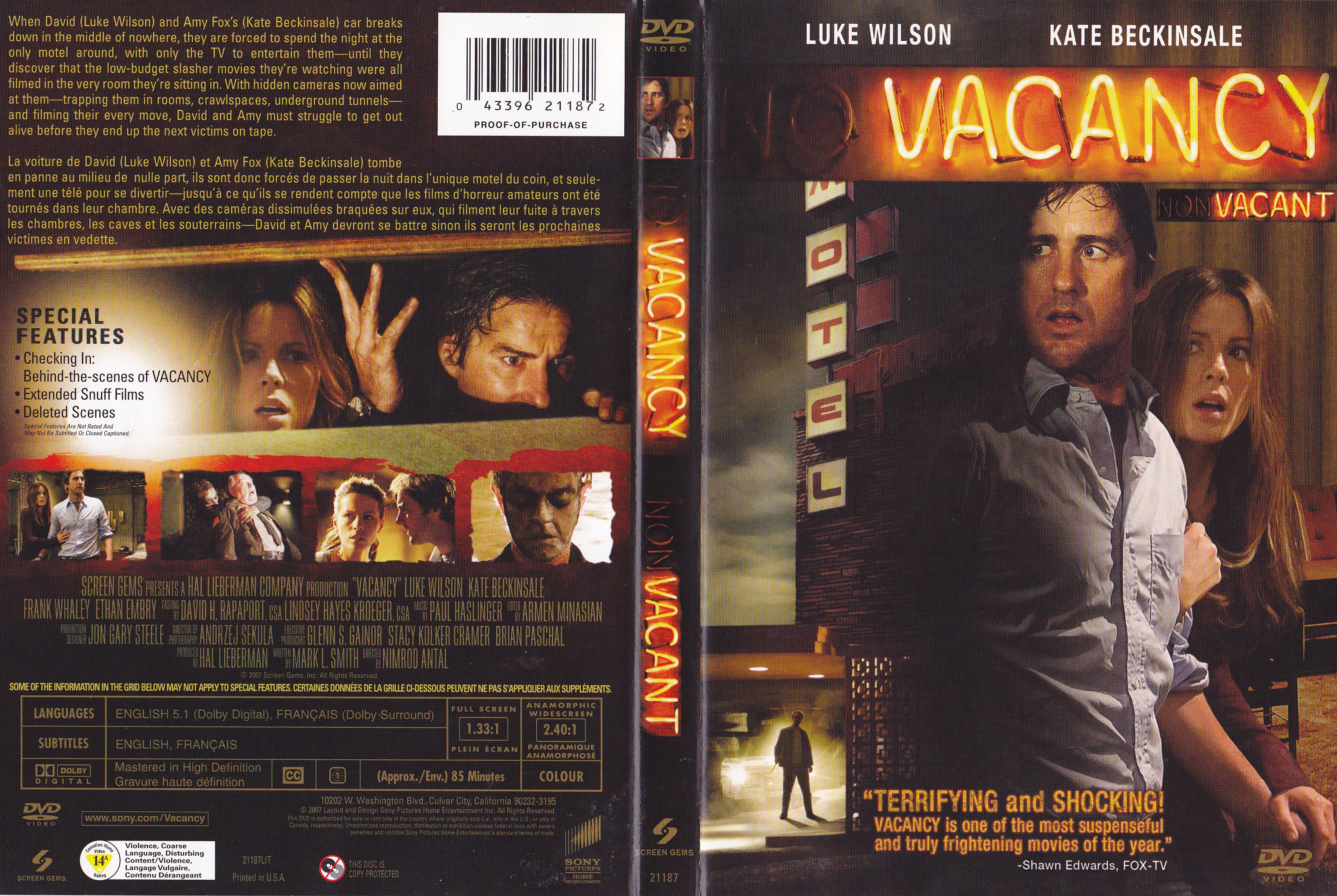 Jaquette DVD Vacant - Vacancy (Canadienne)
