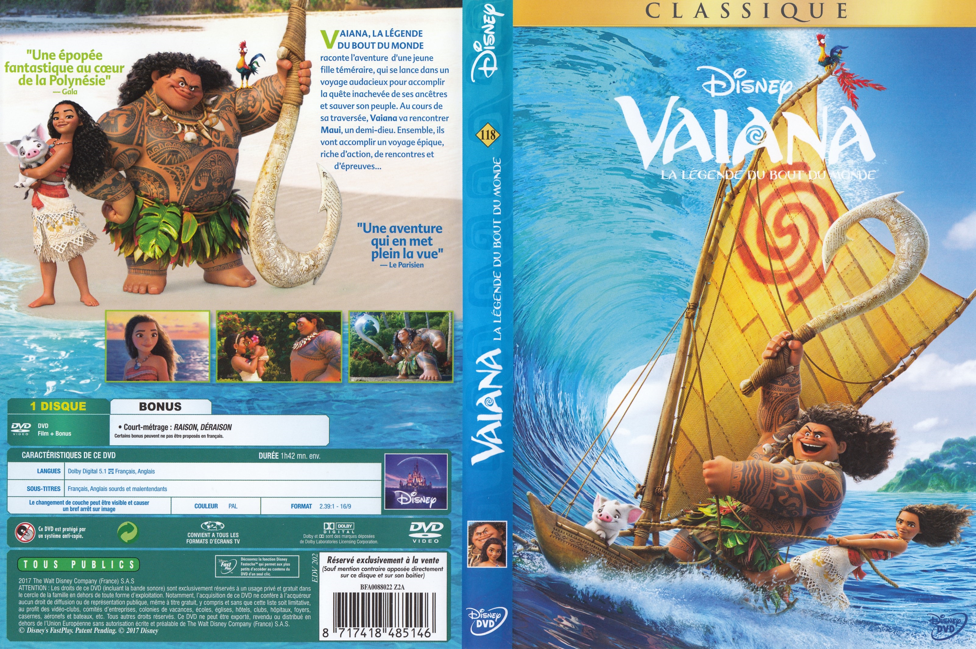 Jaquette DVD Vaiana, la lgende du bout du monde
