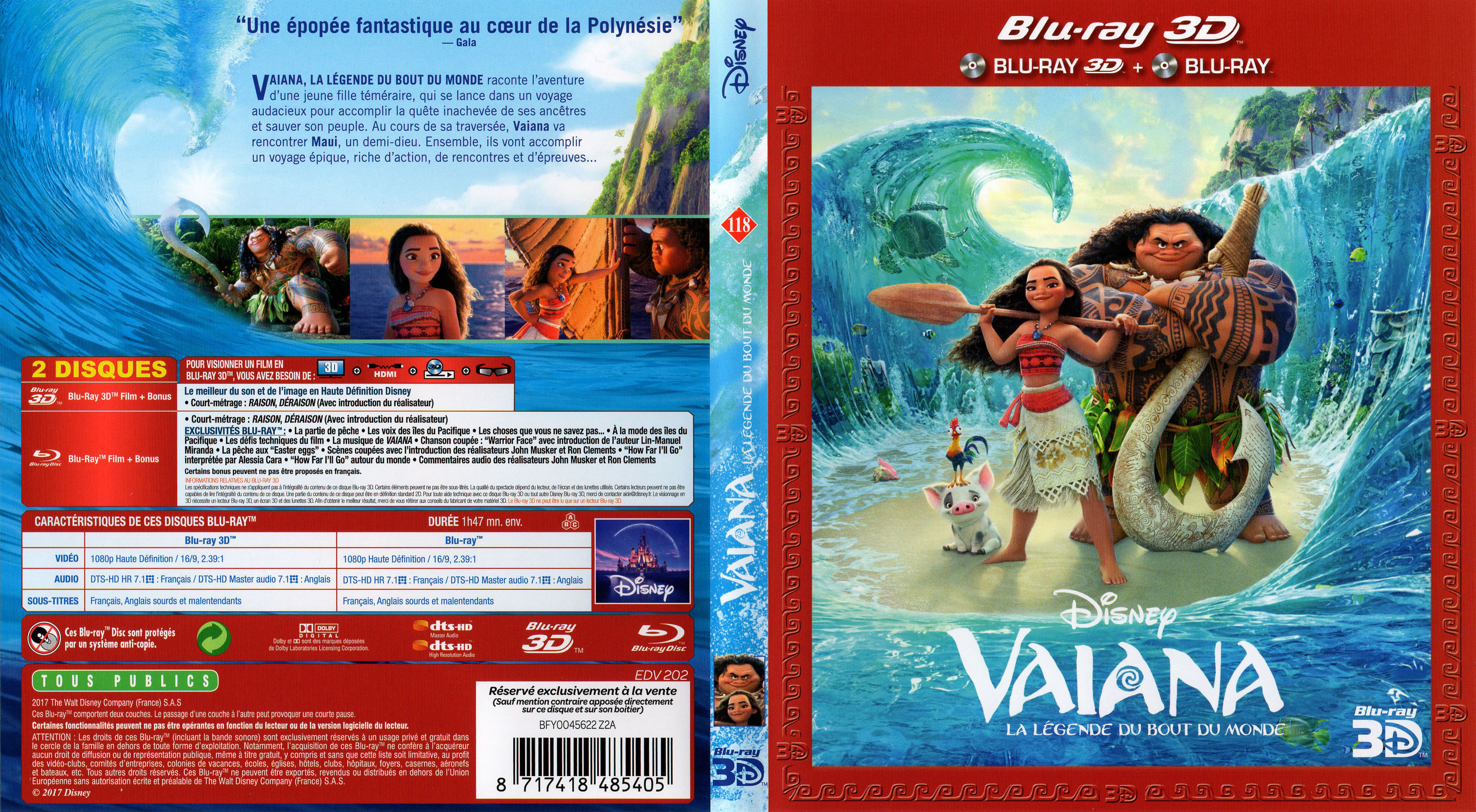 Jaquette DVD Vaiana, la lgende du bout du monde 3D (BLU-RAY)