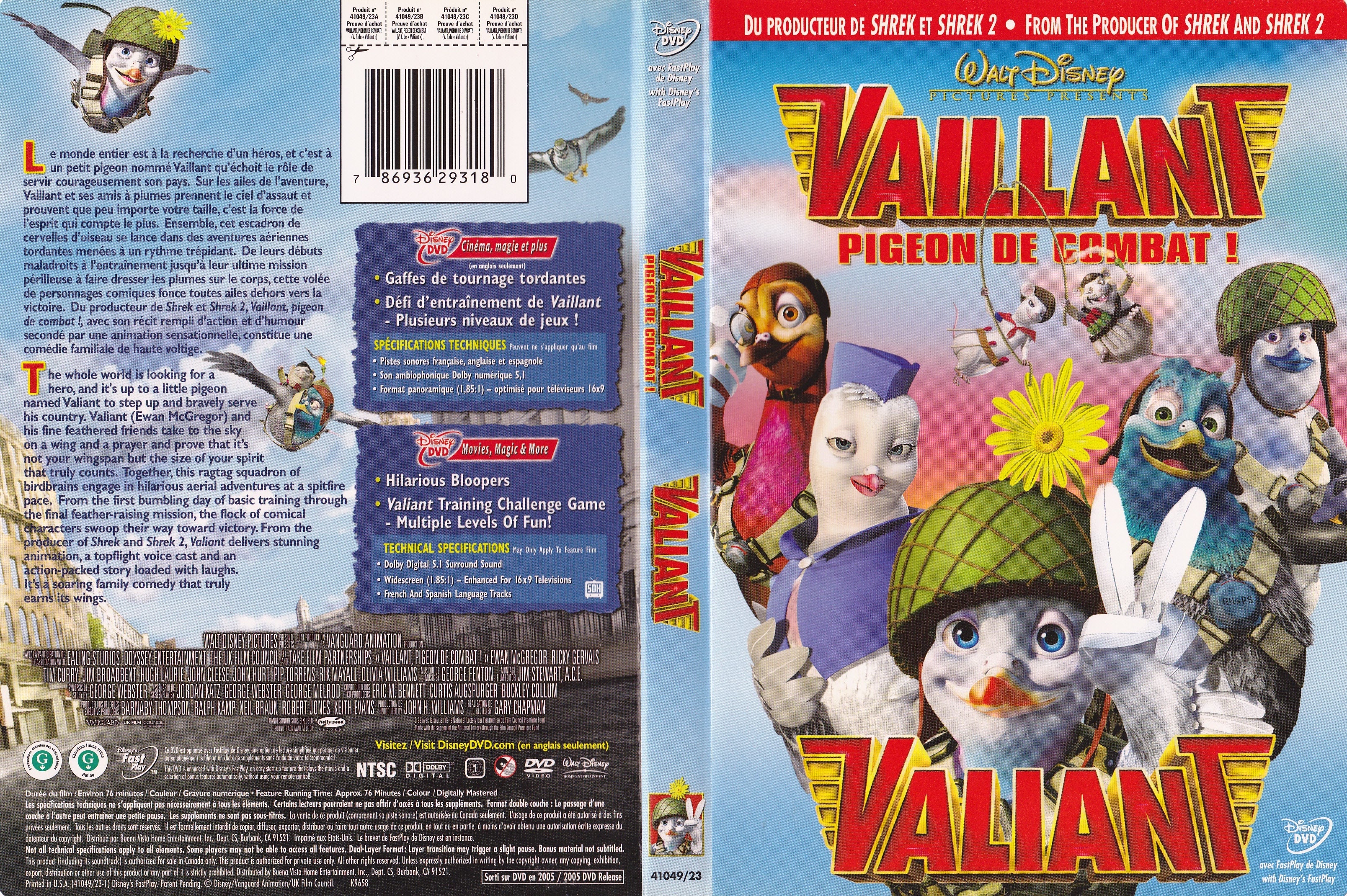 Jaquette DVD Valiant - Pigeon de combat (Canadienne)