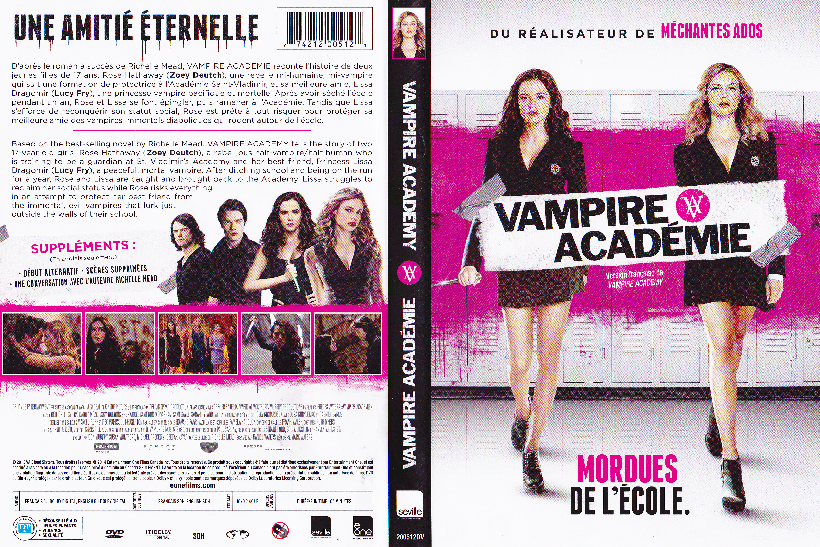 Jaquette DVD Vampire academie (Canadienne)