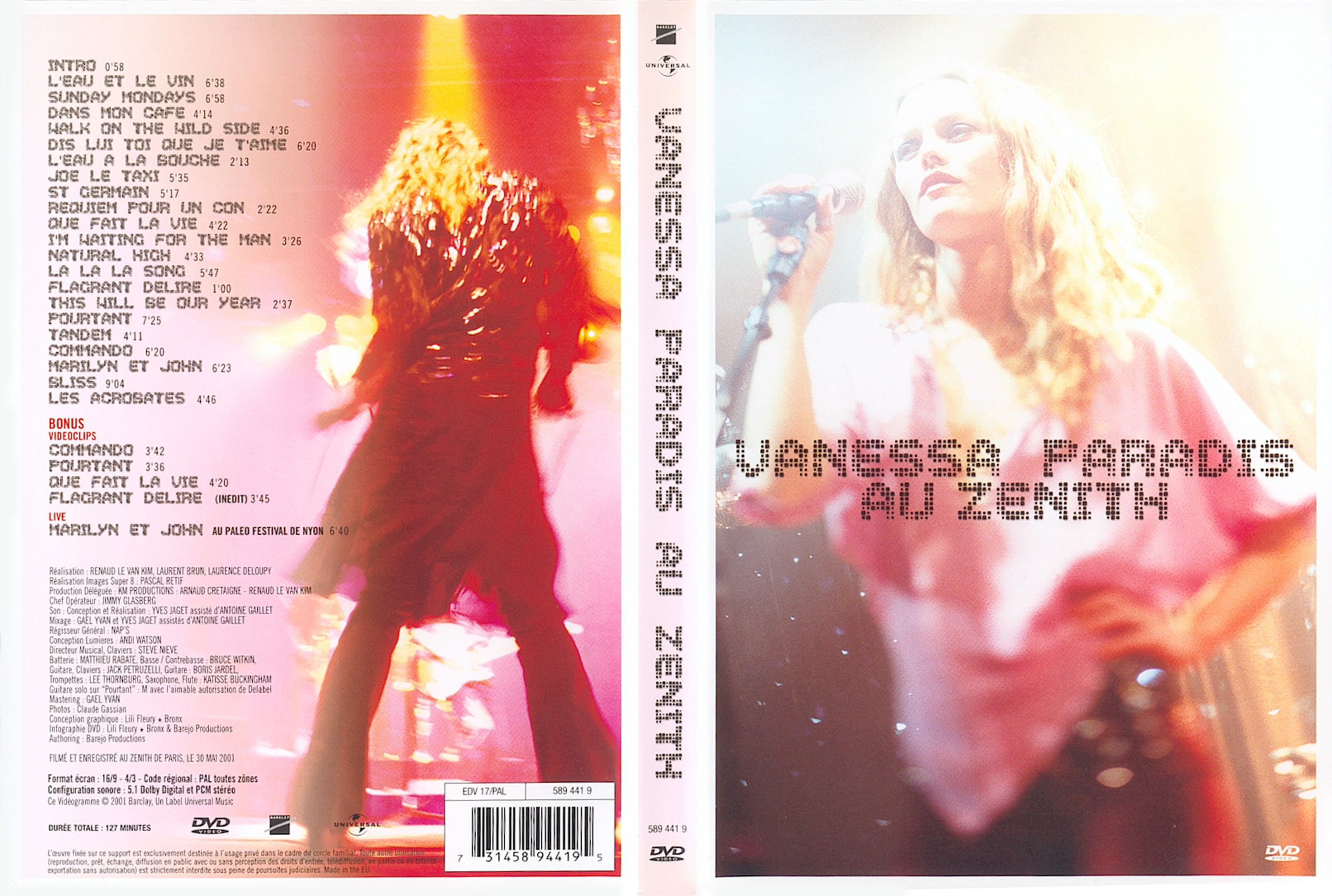 Jaquette DVD Vanessa Paradis au zenith