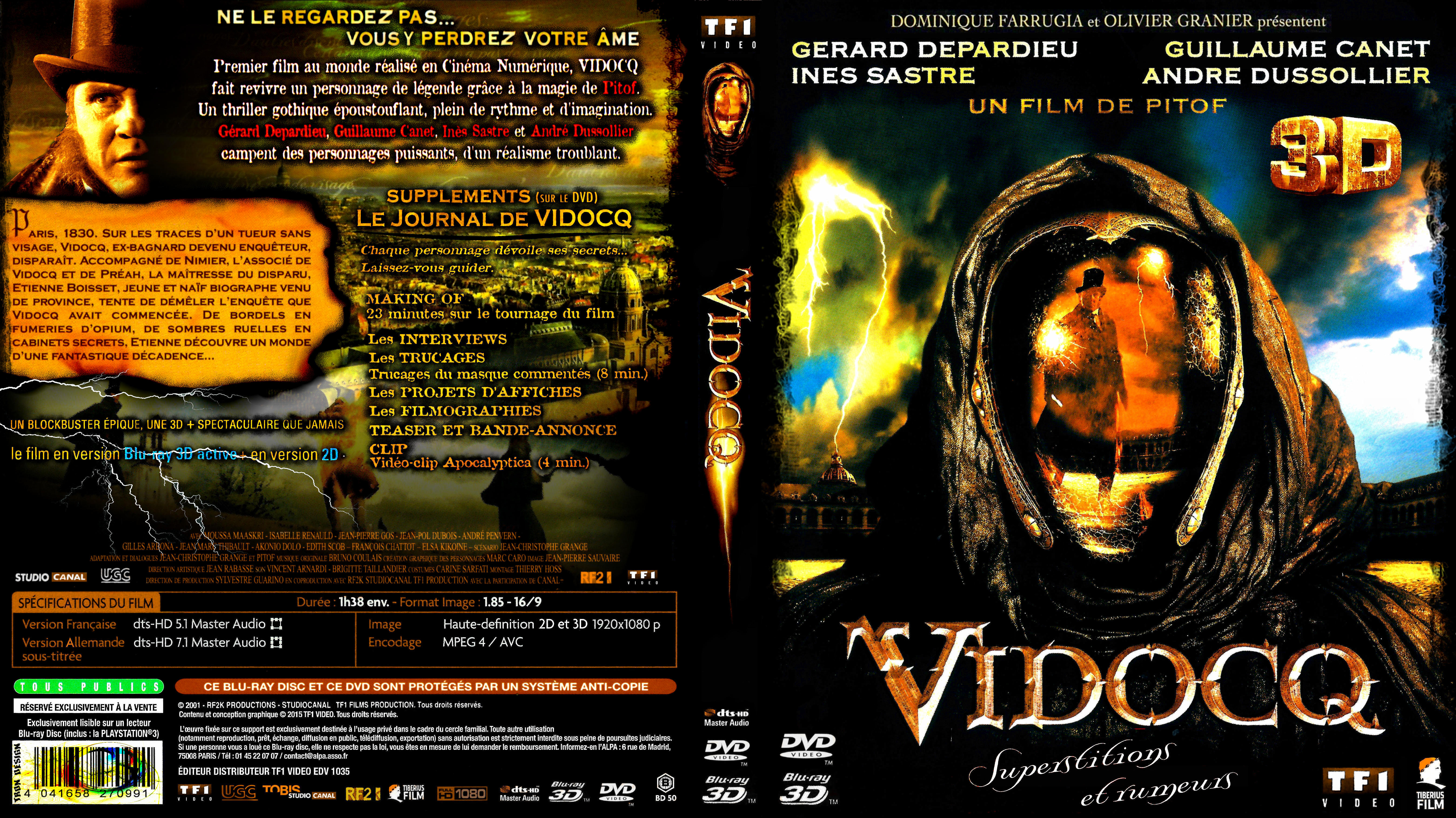 Jaquette DVD Vidocq 3D+2D custom (BLU-RAY)