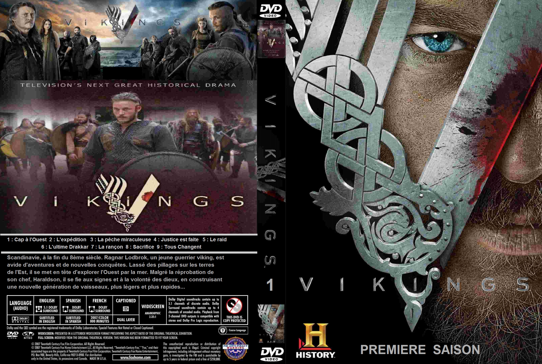Jaquette DVD Vikings saison 1 custom