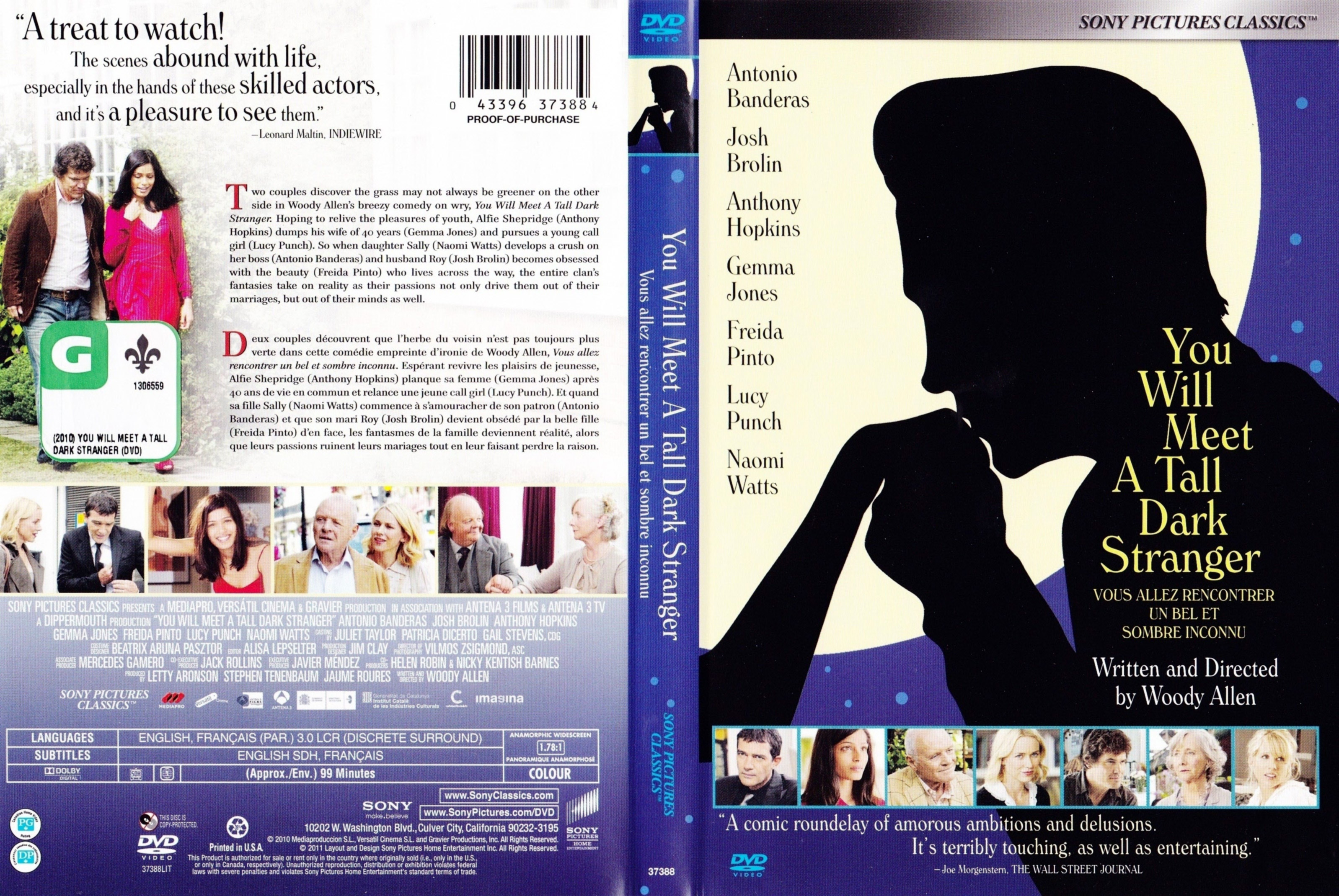 Jaquette DVD Vous allez rencontrer un bel et sombre inconnu - You will meet a tall dark stranger (Canadienne)