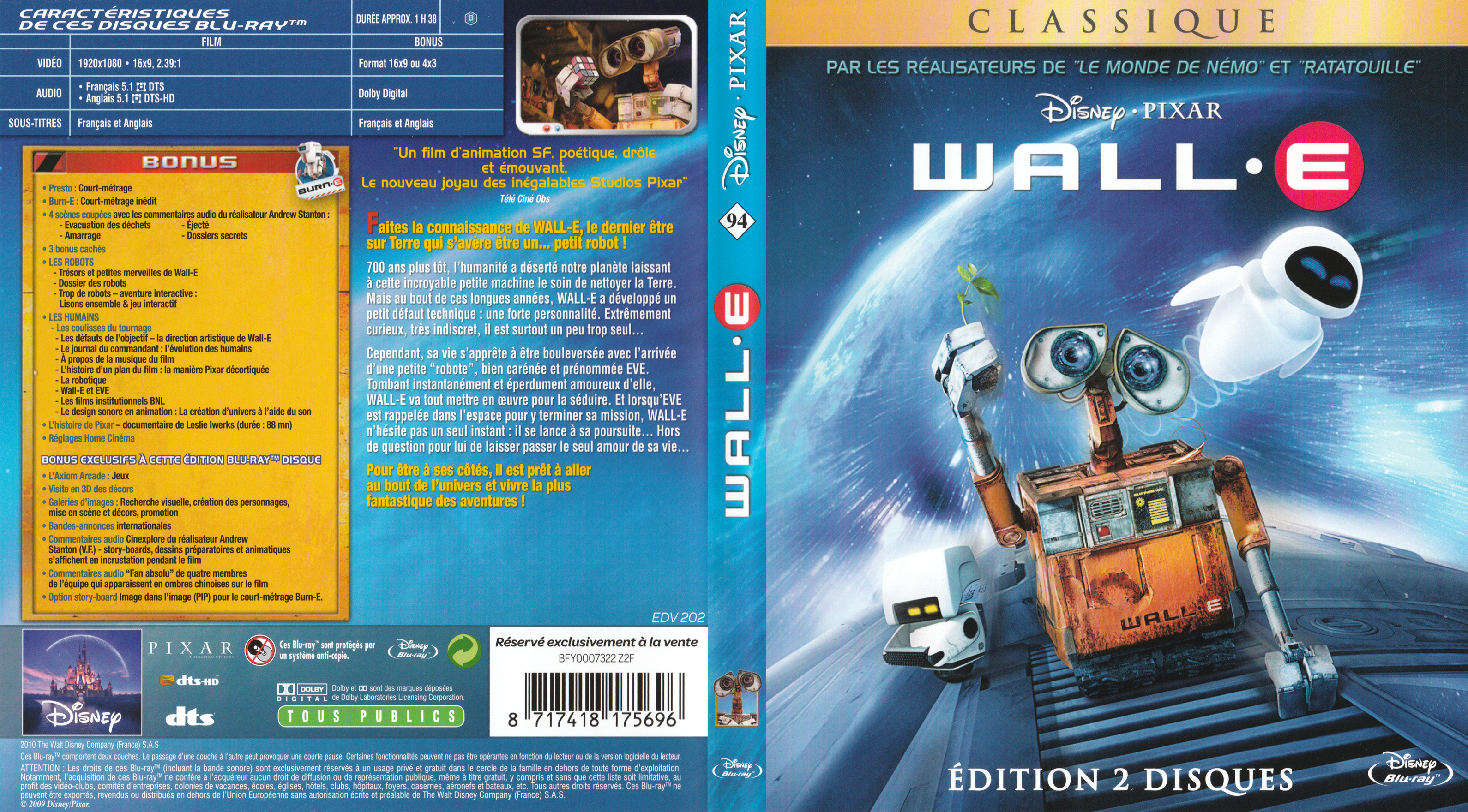 Jaquette DVD Wall-E (BLU-RAY) v2