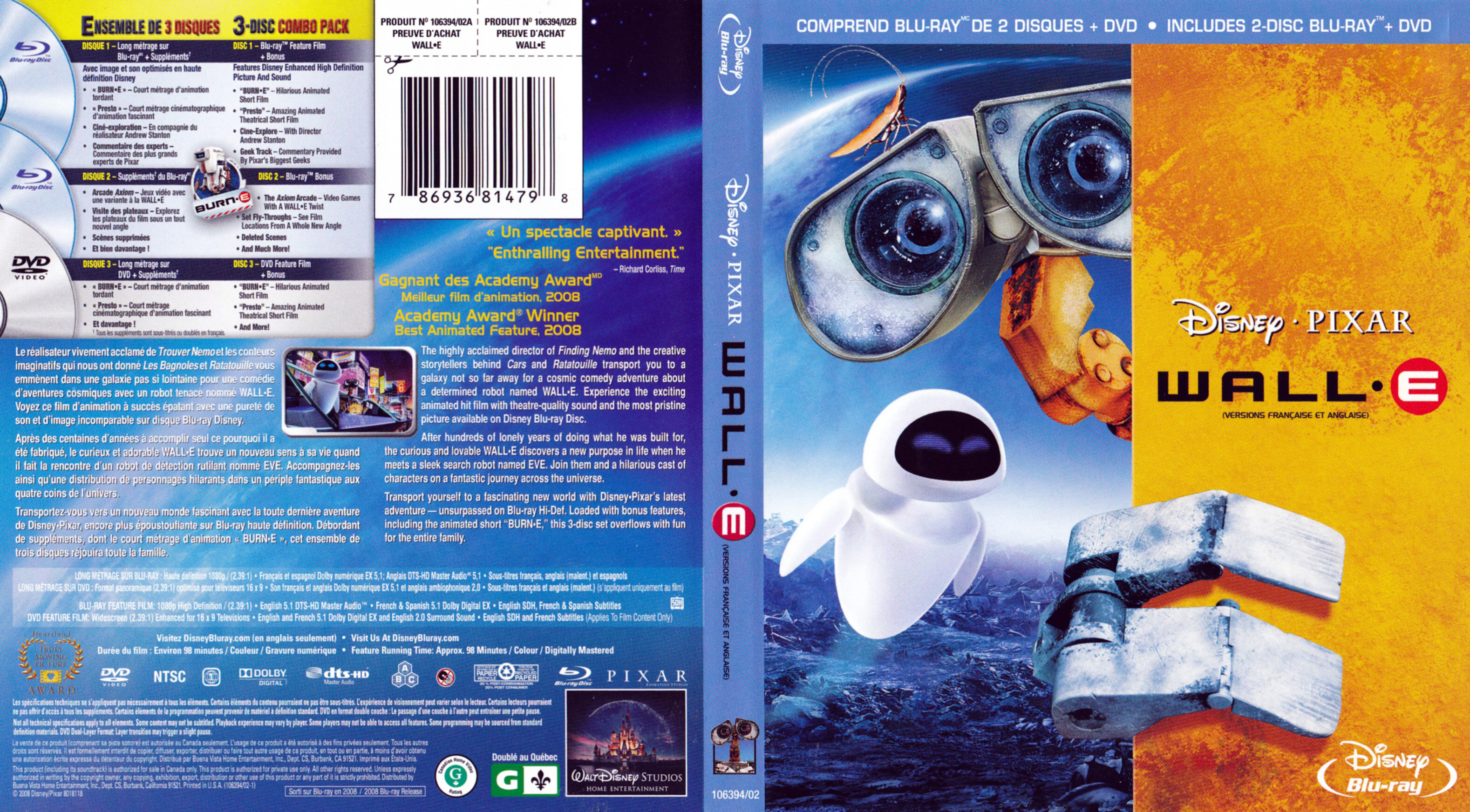 Jaquette DVD Wall-E (Canadienne) (BLU-RAY)