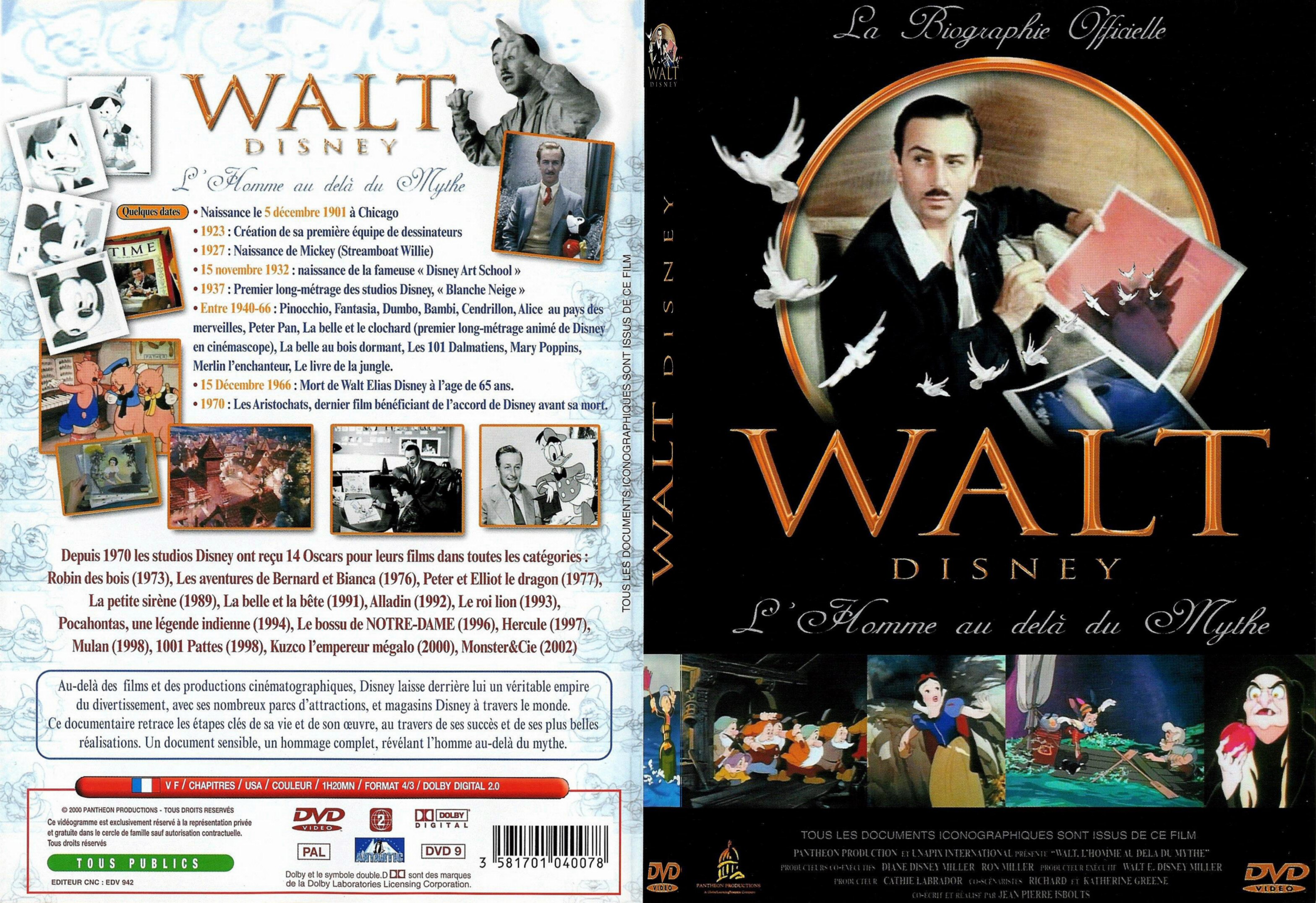 Jaquette DVD Walt Disney La biographie officielle - SLIM