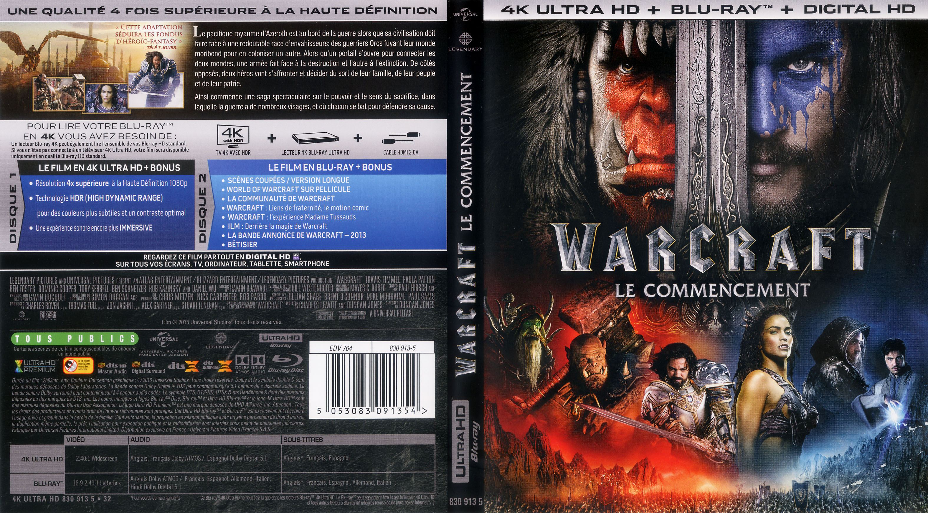 Jaquette DVD Warcraft : Le commencement 4K (BLU-RAY)