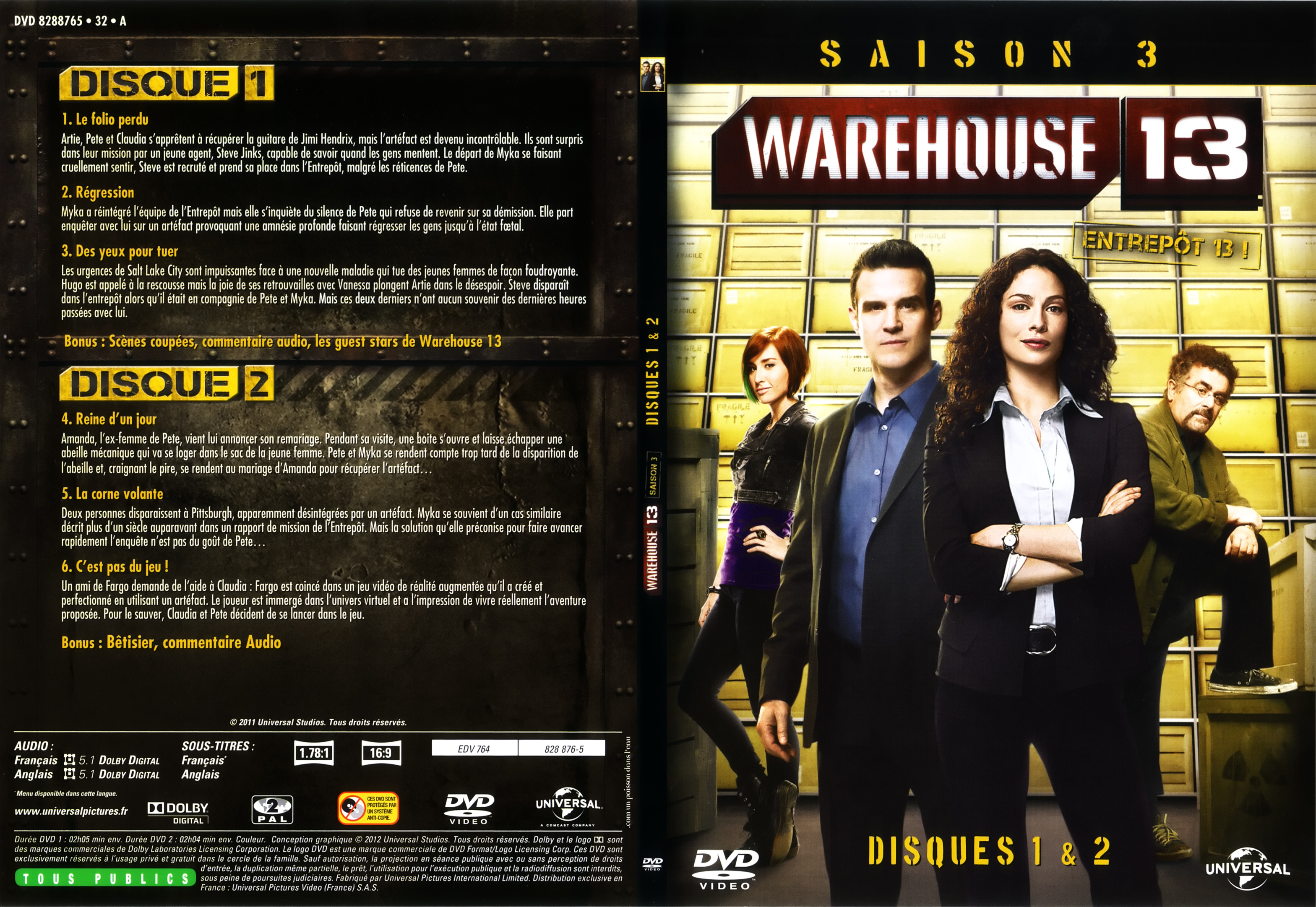 Jaquette DVD Warehouse 13 Saison 3 DVD 1