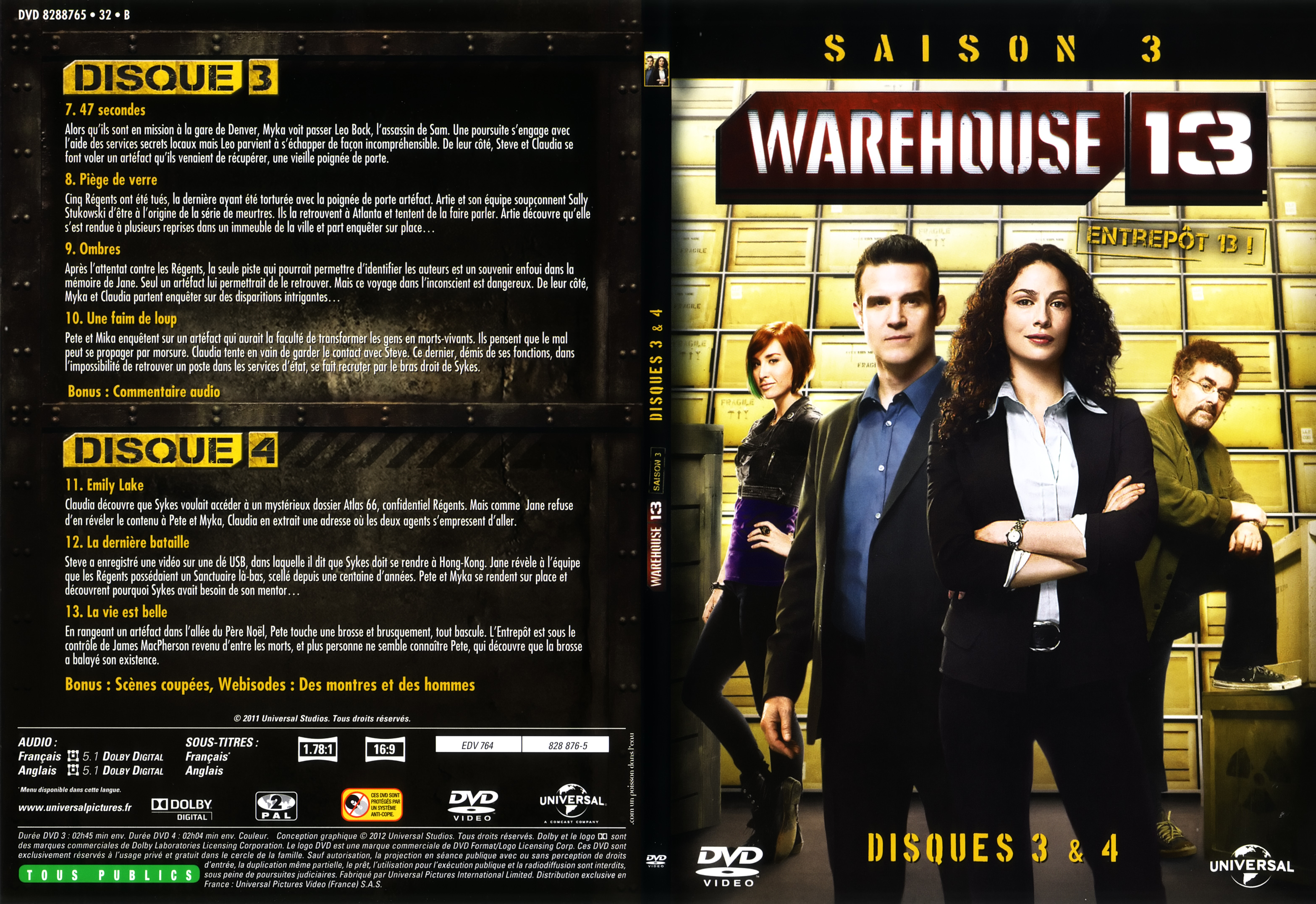 Jaquette DVD Warehouse 13 Saison 3 DVD 2