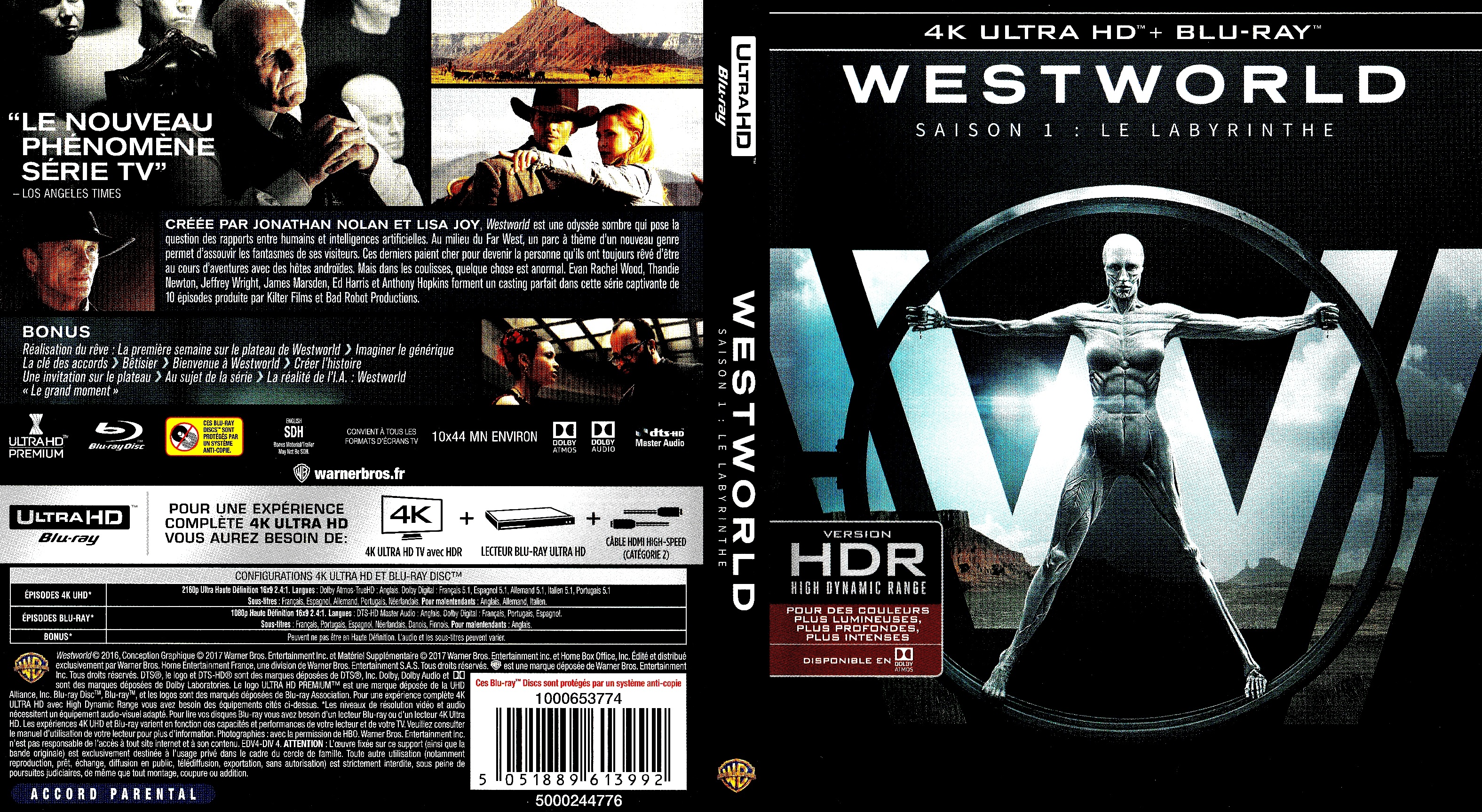 Jaquette DVD Westworld saison 1 4K custom (BLU-RAY)