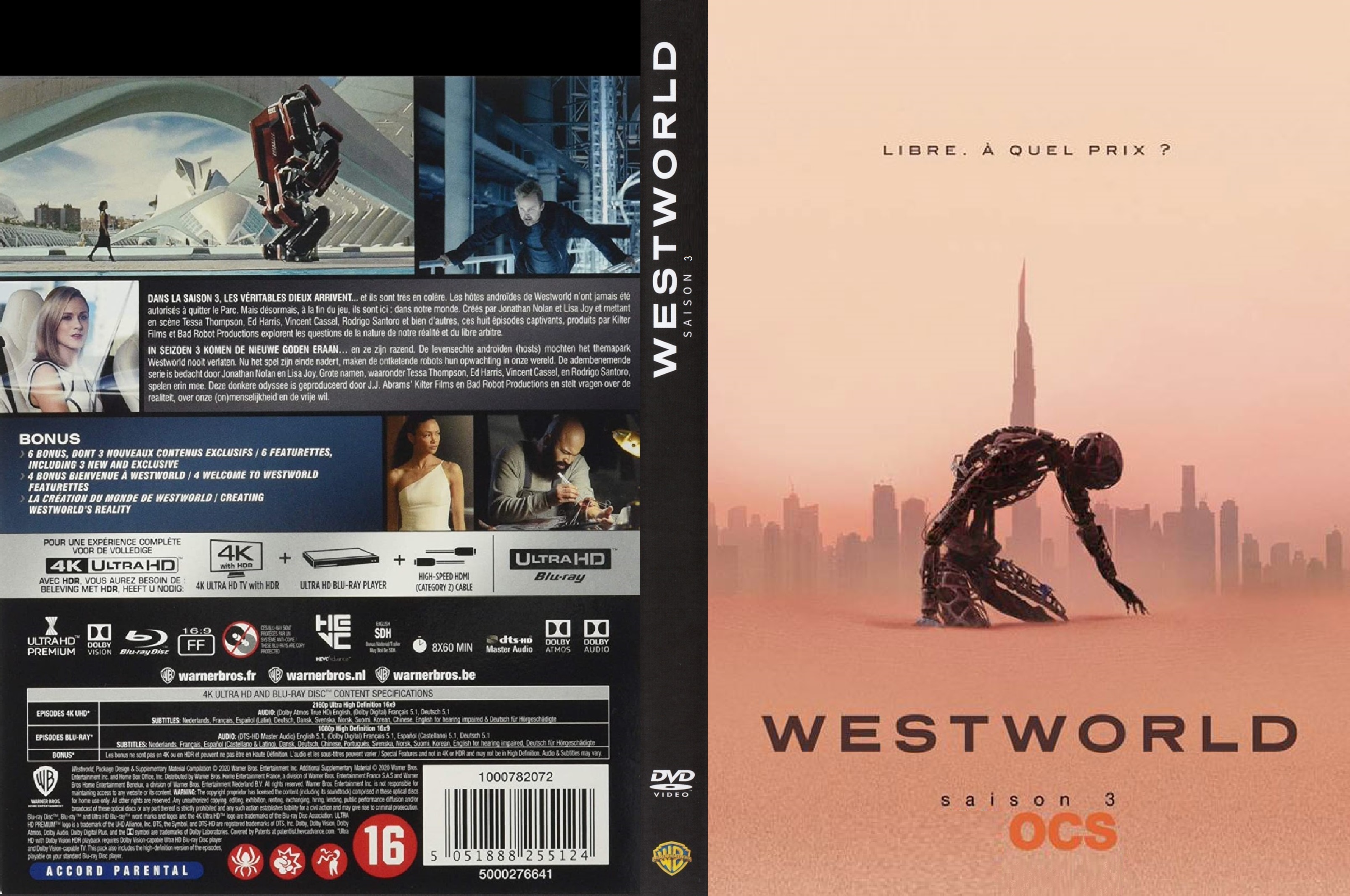 Jaquette DVD Westworld saison 3 custom