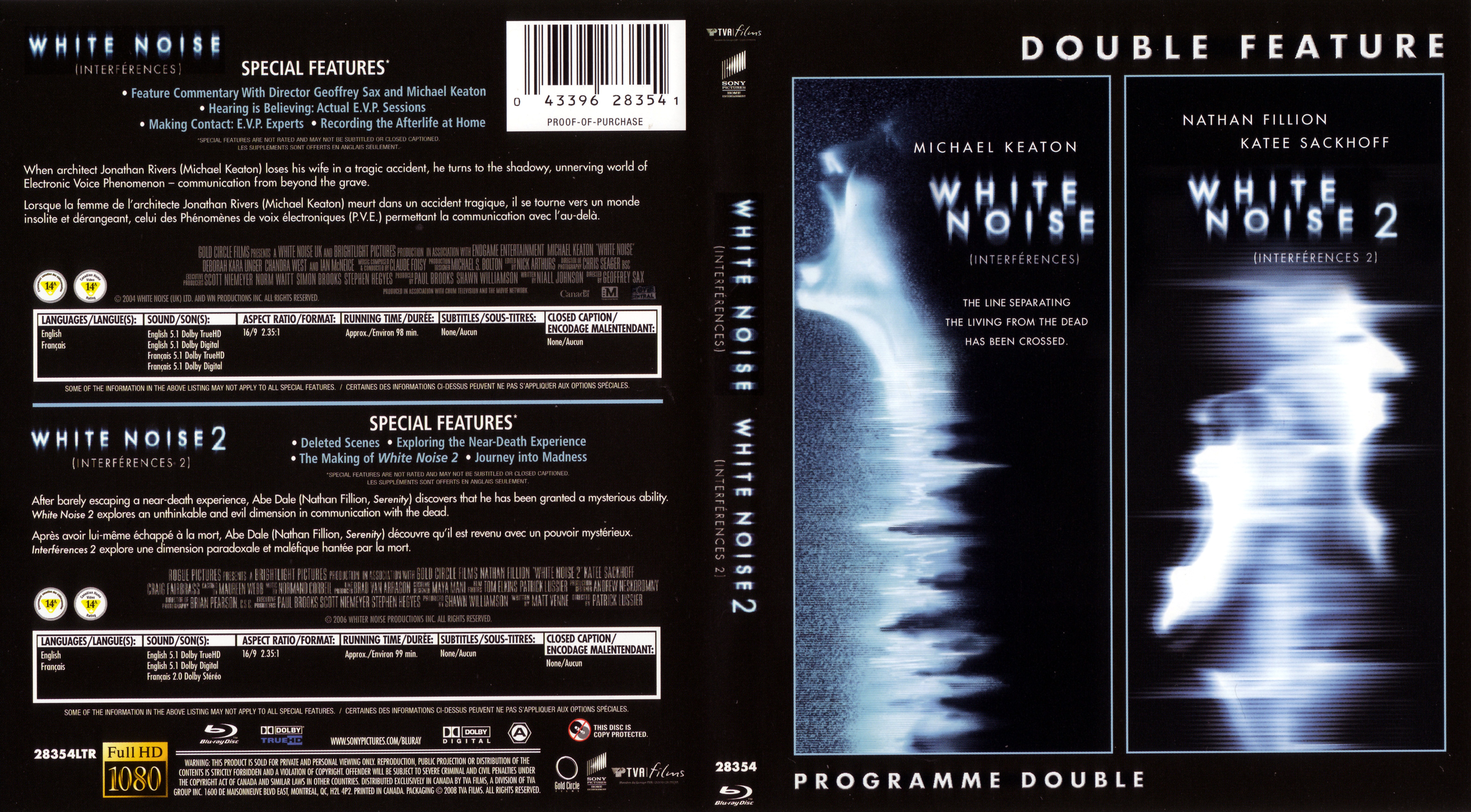 Jaquette DVD White noise 1 + 2 (Canadienne) (BLU-RAY)