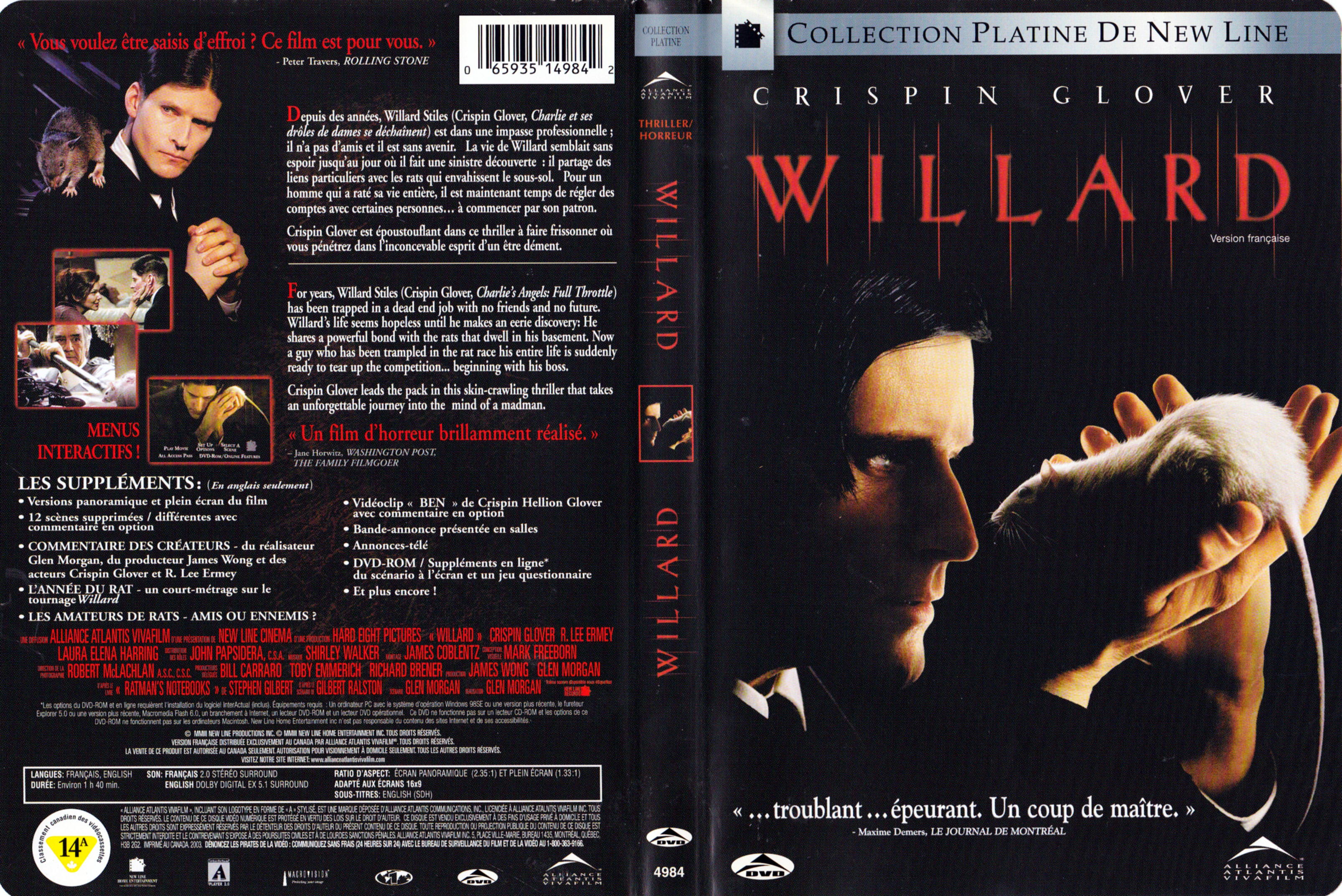 Jaquette DVD Willard (Canadienne)