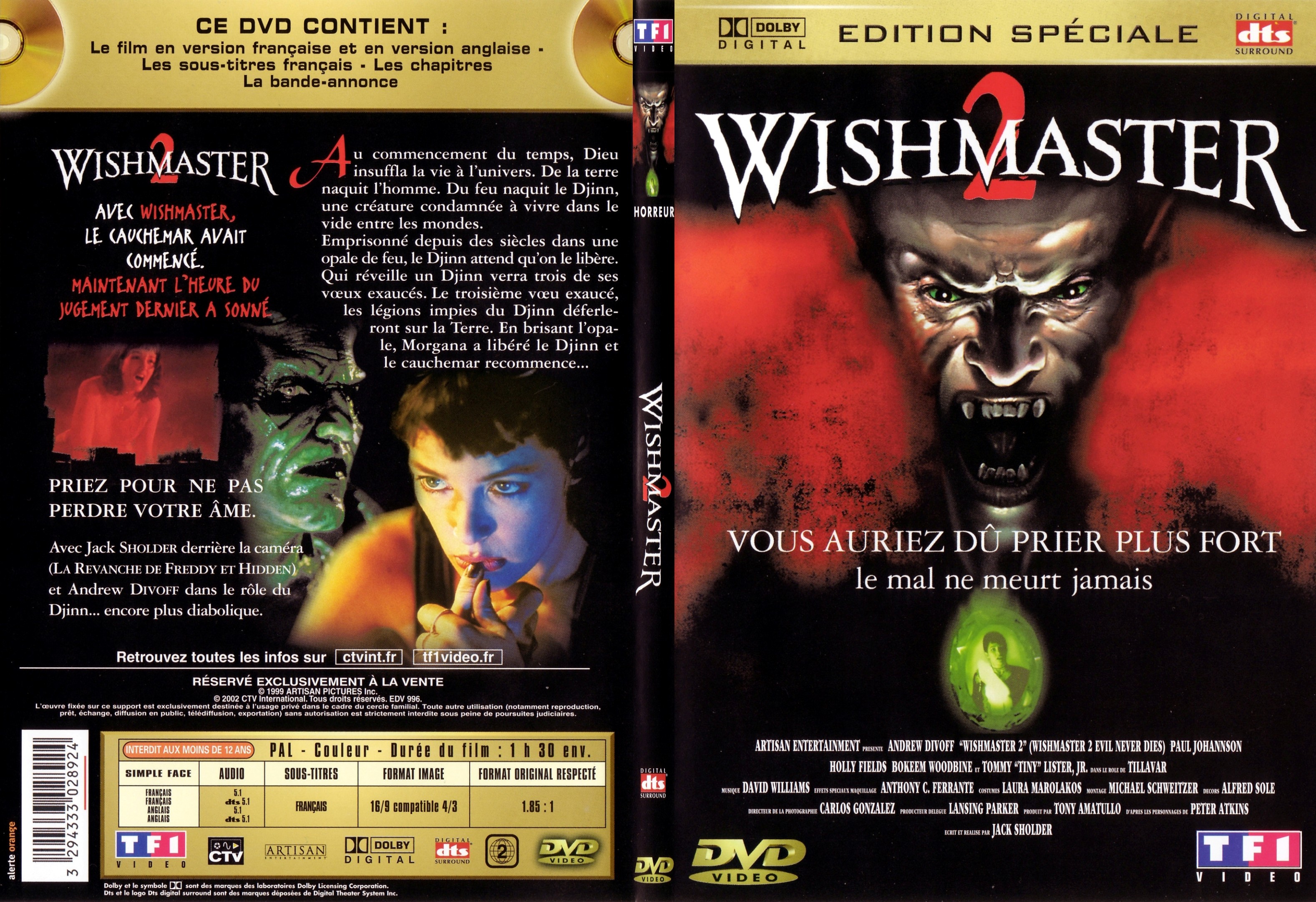 Jaquette DVD Wishmaster 2 - SLIM