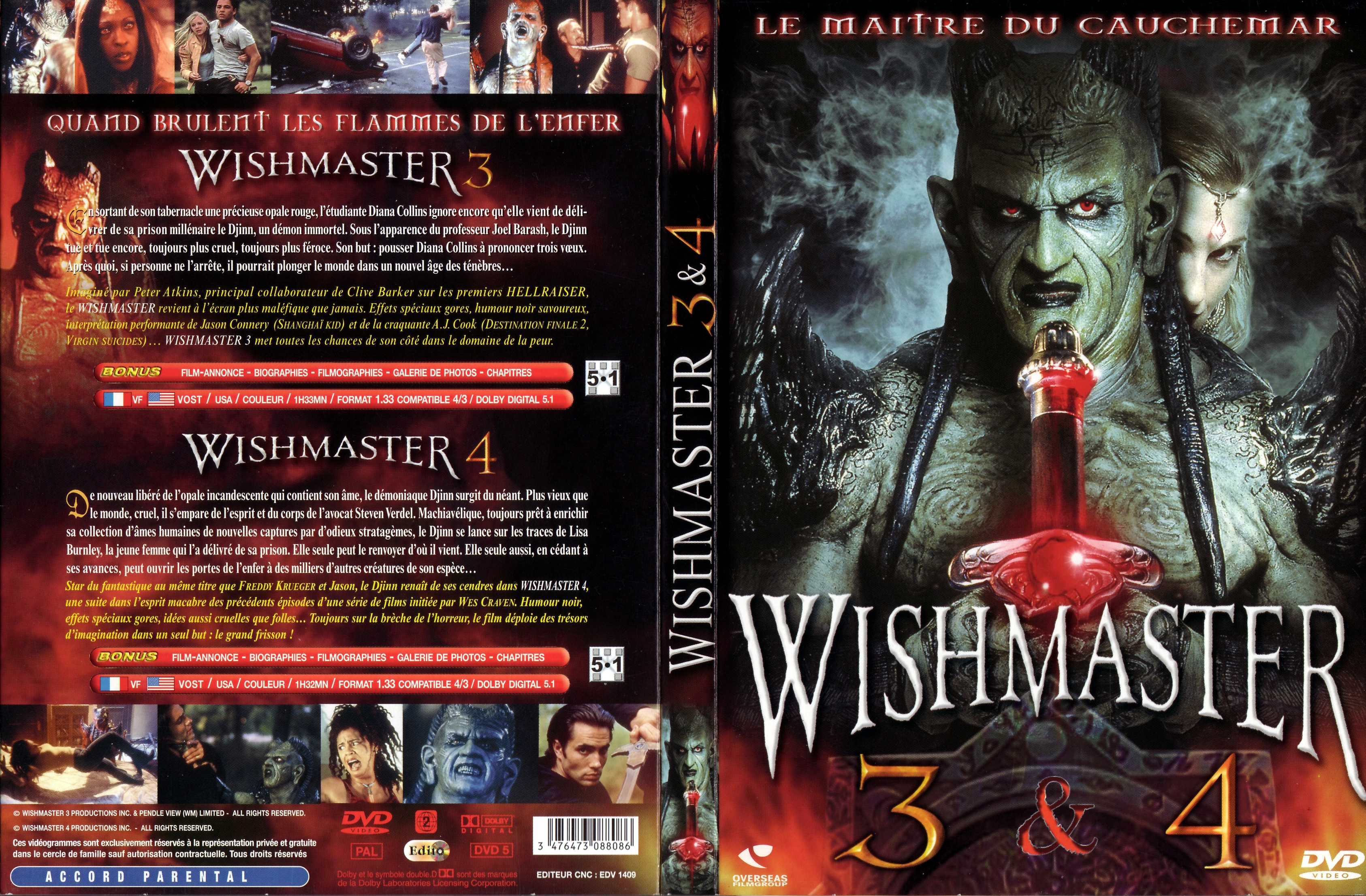 Jaquette DVD Wishmaster 3 et 4