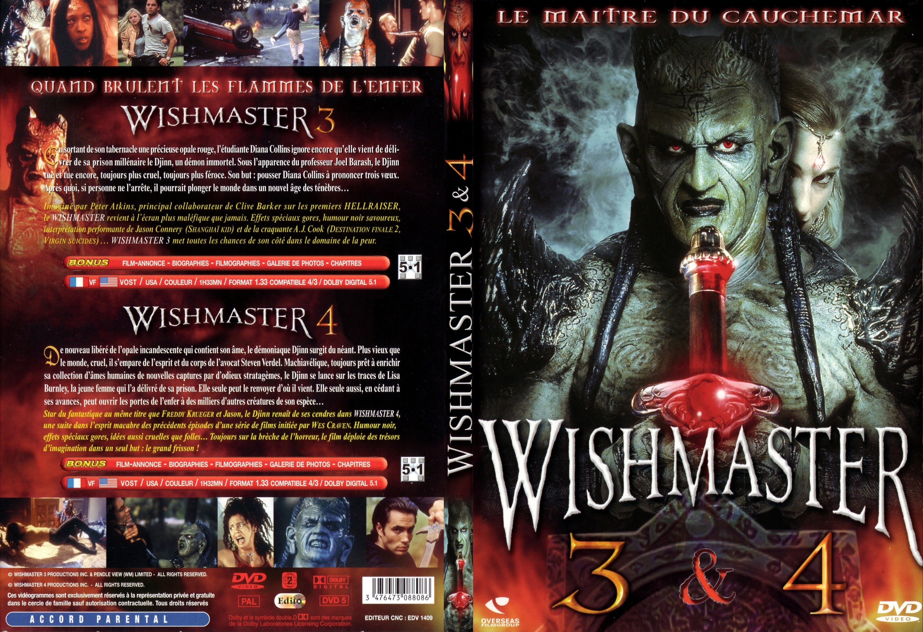 Jaquette DVD Wishmaster 3 et 4 - SLIM