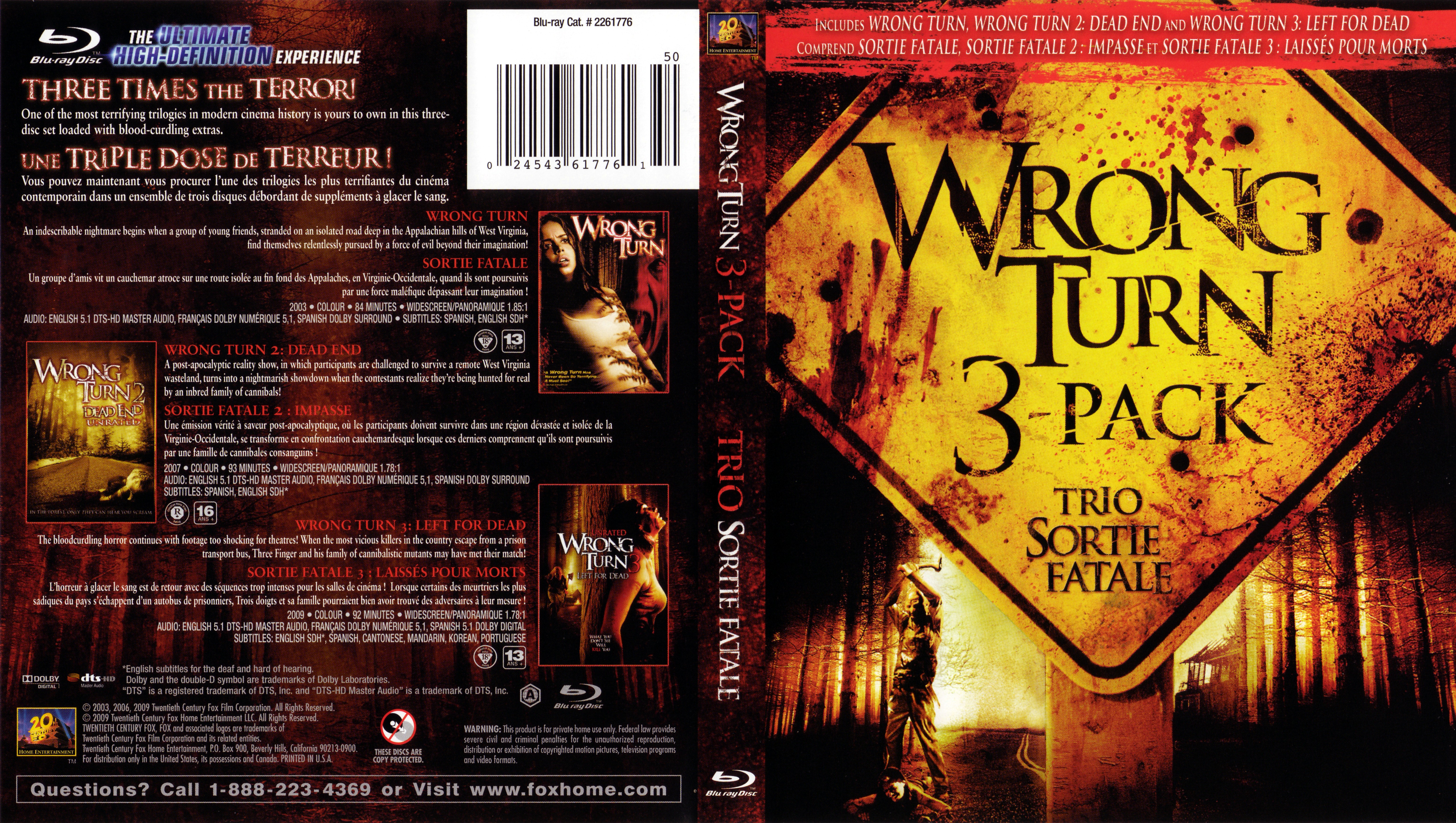 Jaquette DVD Wrong Turn Trilogy - Sortie Fatale trilogie (Canadienne) (BLU-RAY)