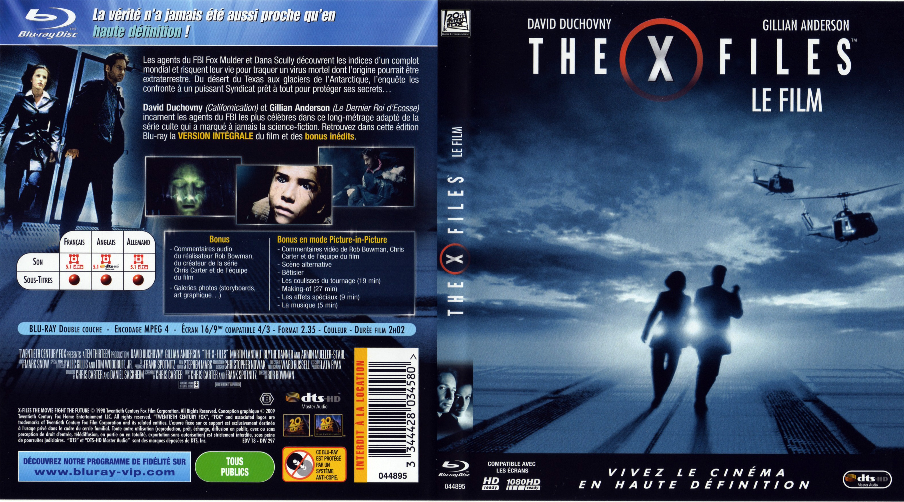 Jaquette DVD X Files Le film (BLU-RAY)