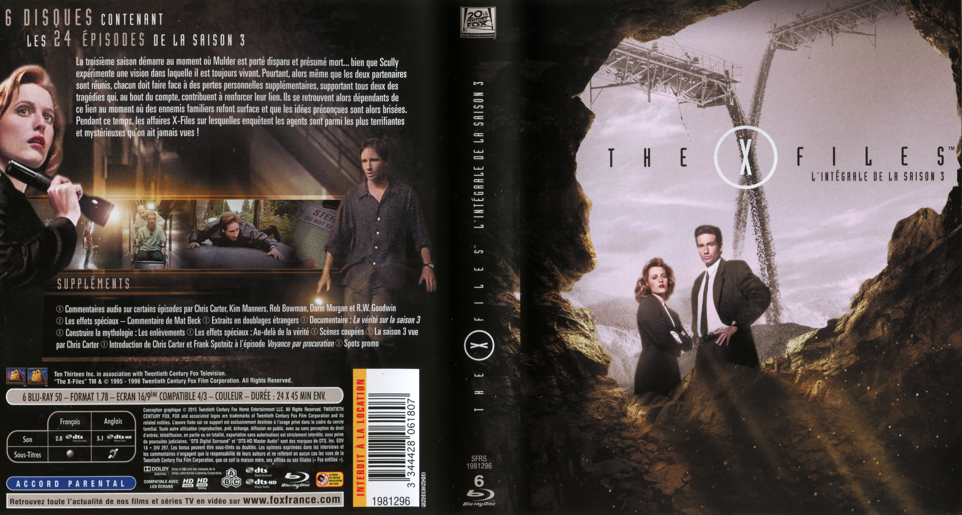Jaquette DVD X Files saison 3 (BLU-RAY)
