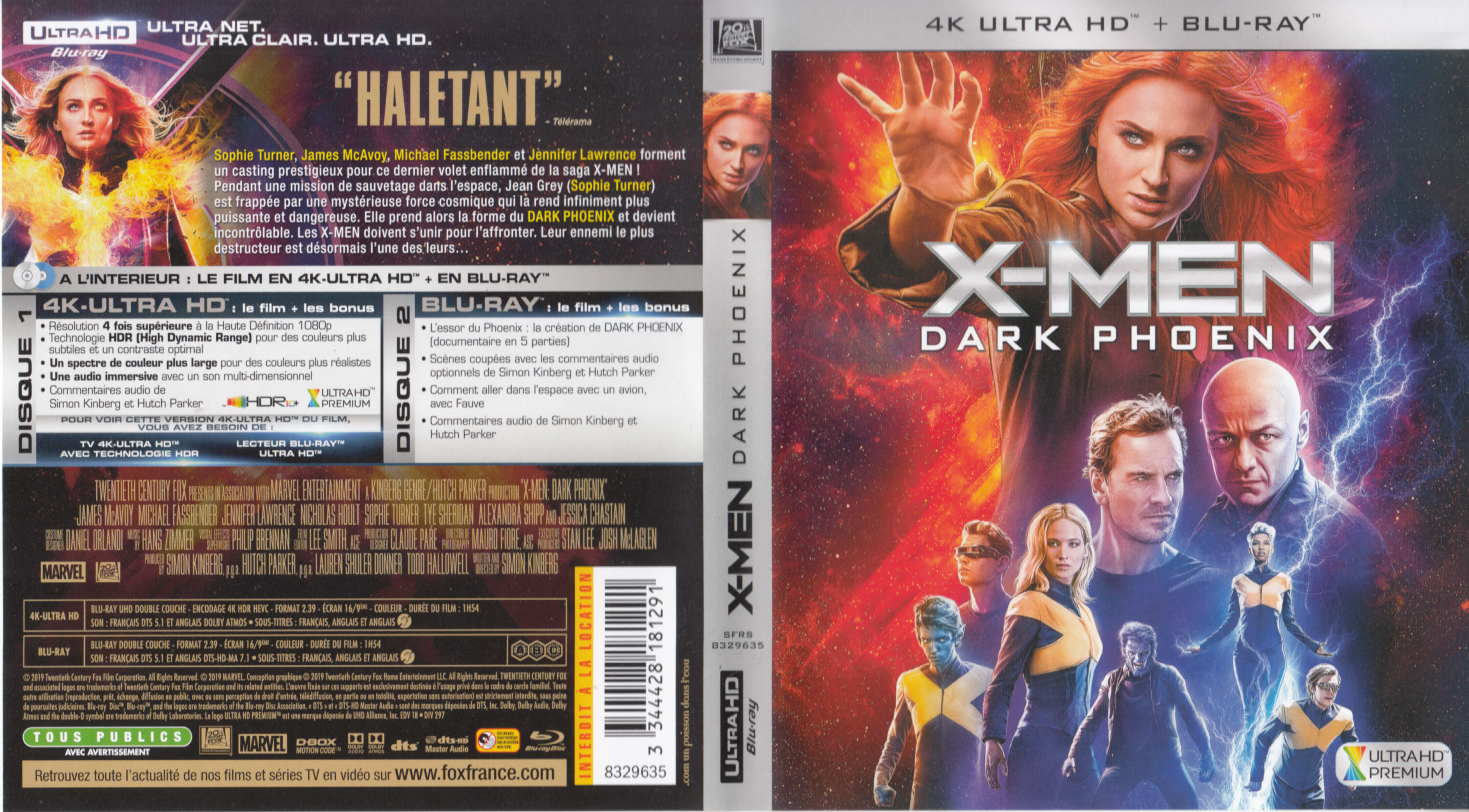 Jaquette DVD X-Men Dark Phoenix 4K (BLU-RAY)