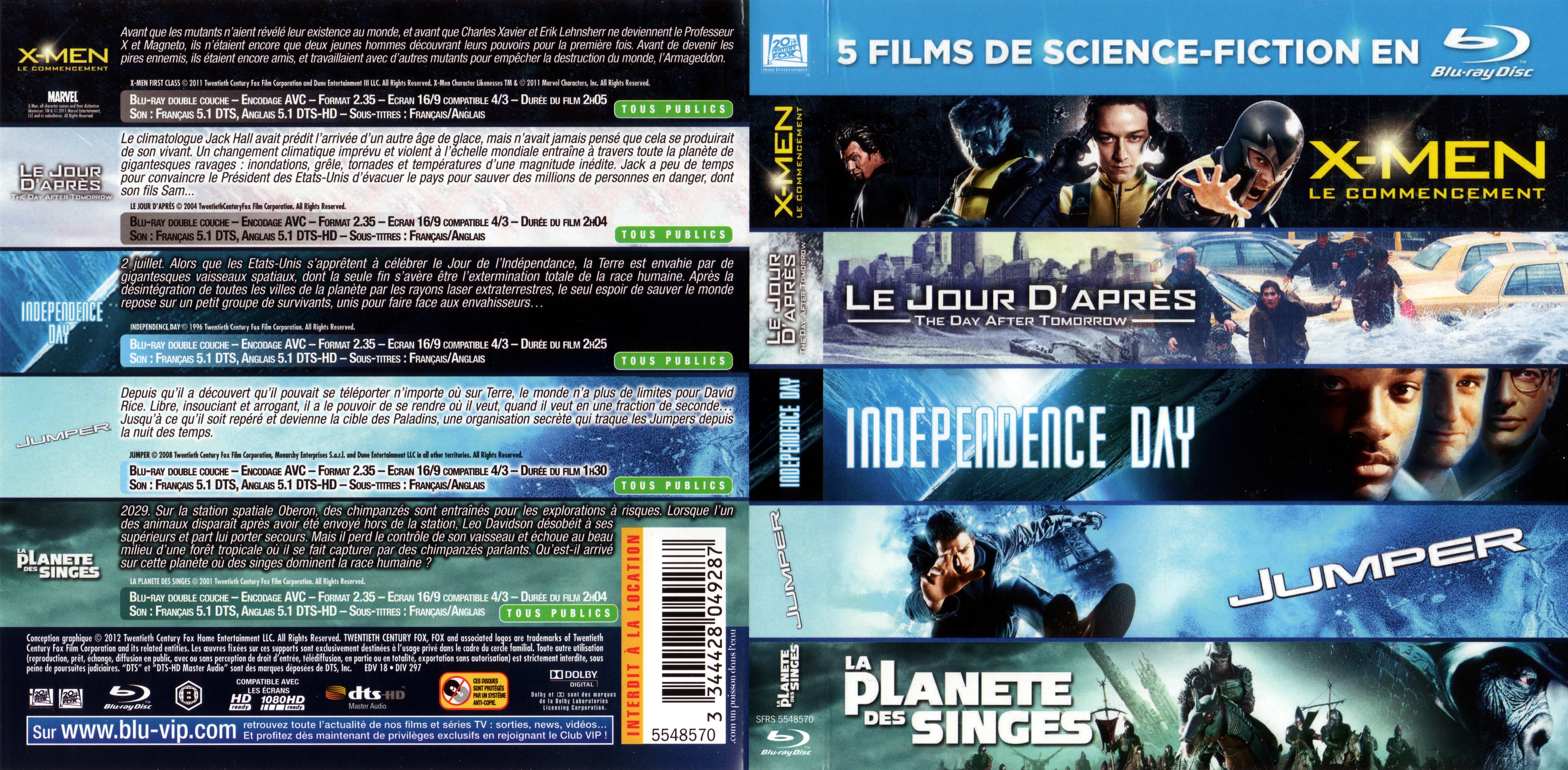 Jaquette DVD X-Men Le commencement + Le jour d