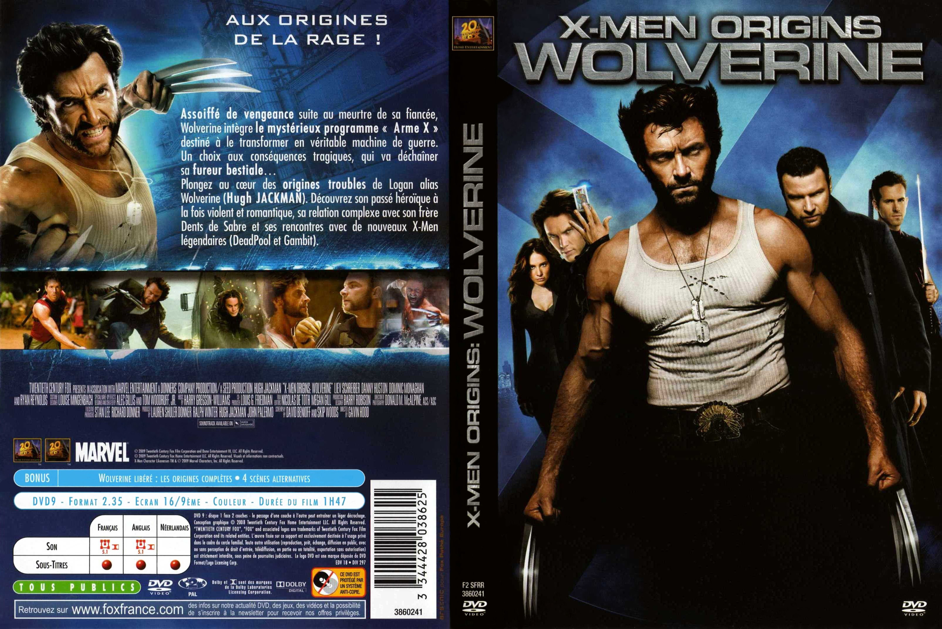 Jaquette DVD X-Men Origins Wolverine