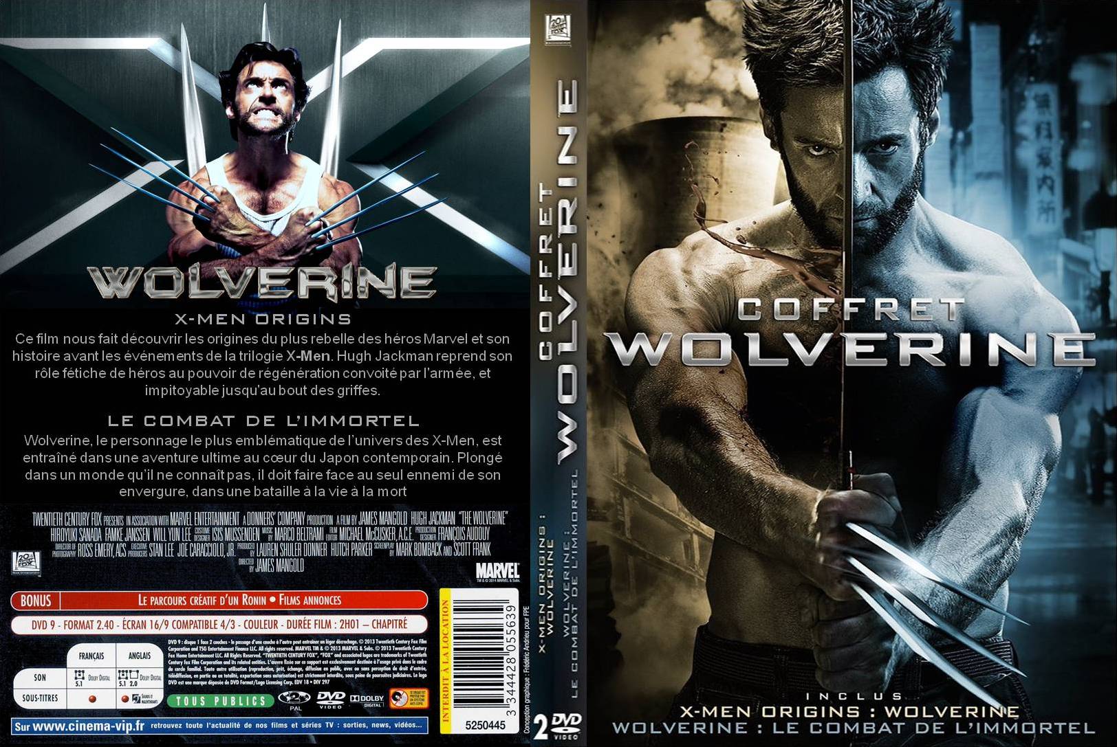 Jaquette DVD X-Men Origins Wolverine + Wolverine : le combat de l