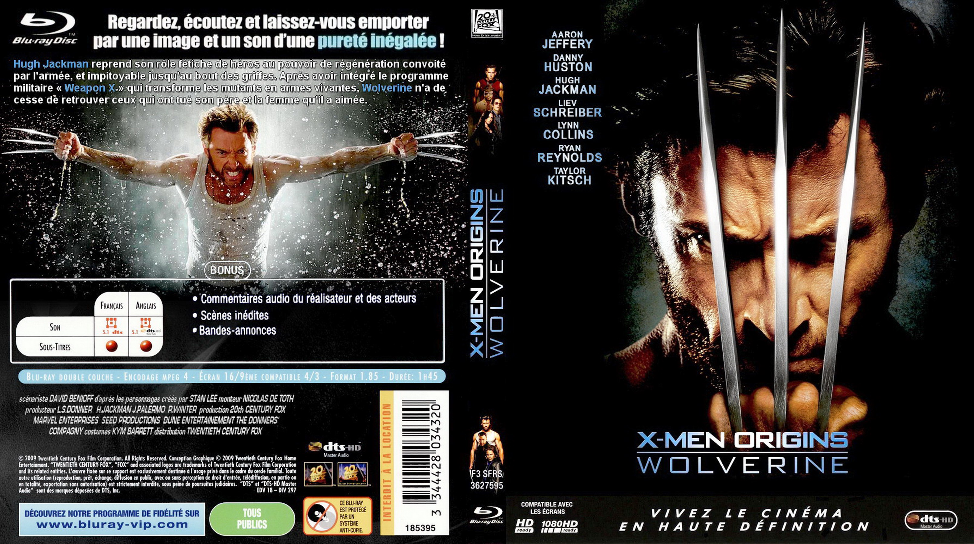 Jaquette DVD X-Men Origins Wolverine (BLU-RAY)