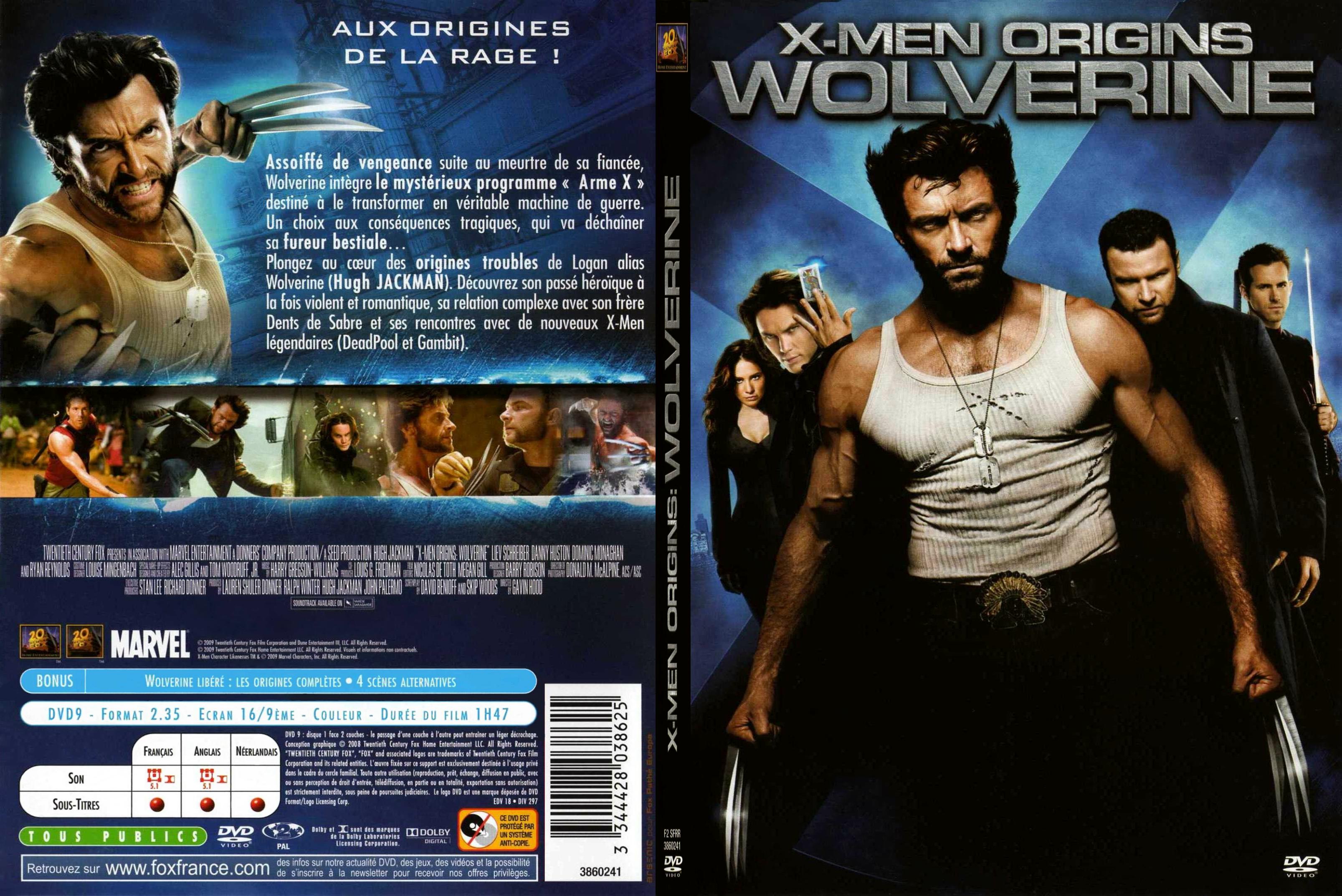 Jaquette DVD X-Men Origins Wolverine - SLIM