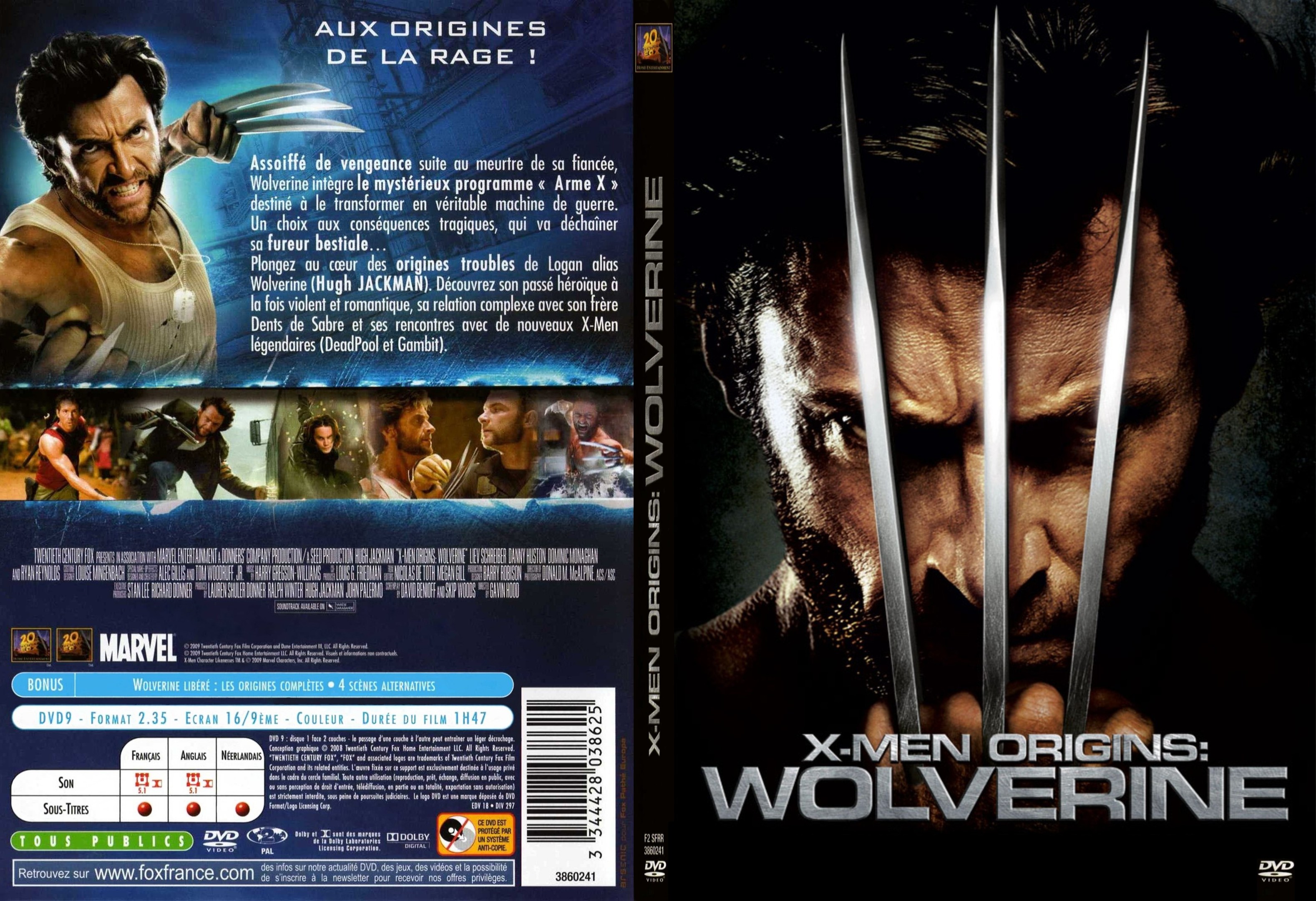 Jaquette DVD X-Men Origins Wolverine - SLIM v2