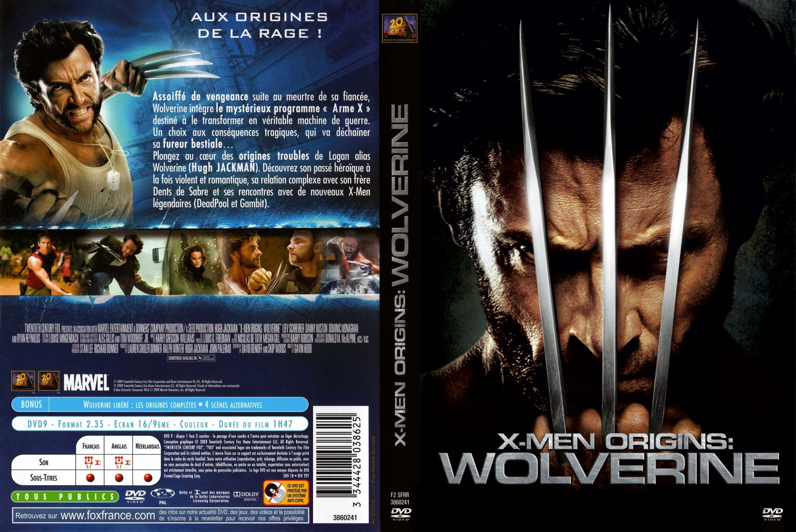 Jaquette DVD X-Men Origins Wolverine v3