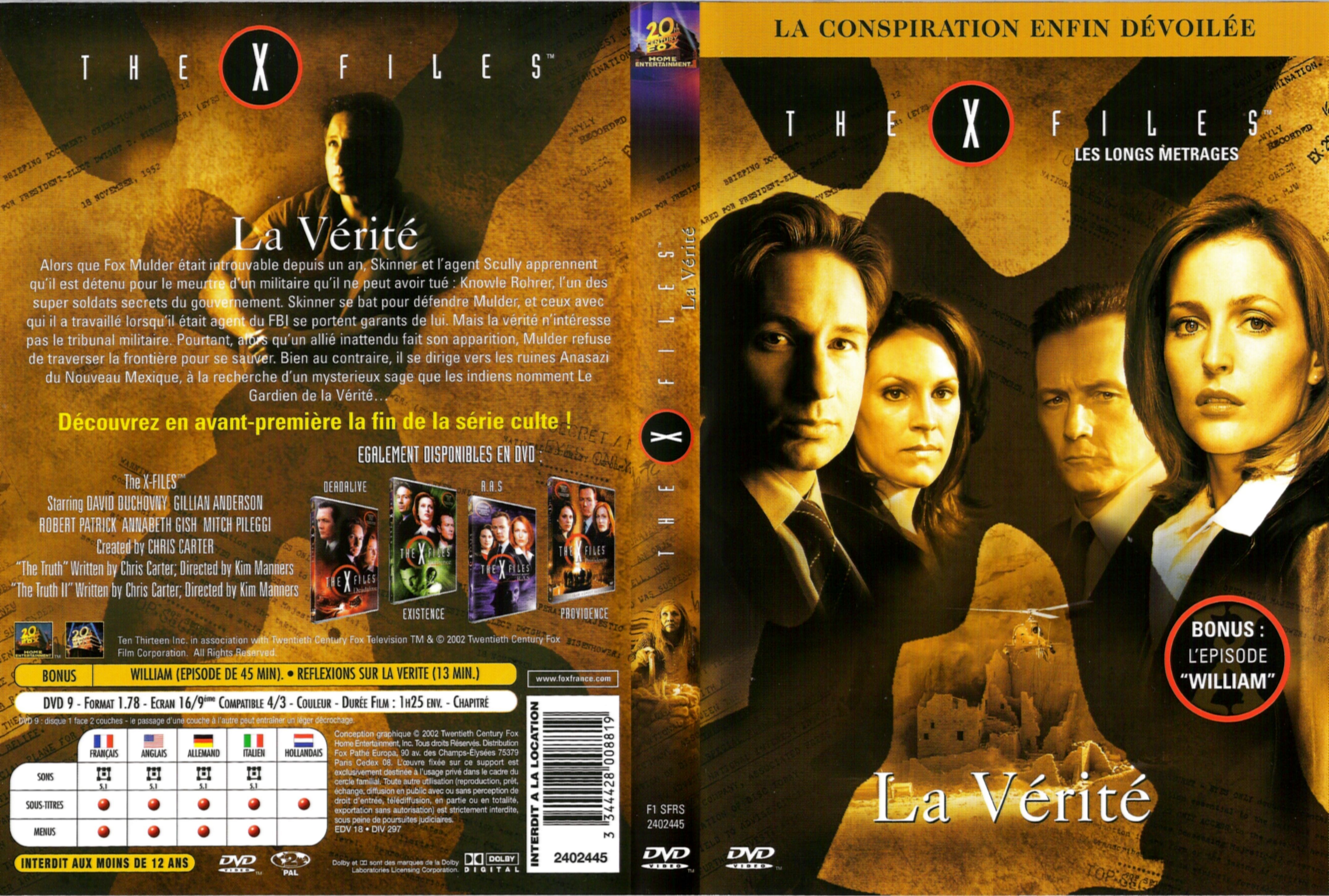 Jaquette DVD X files La vrit
