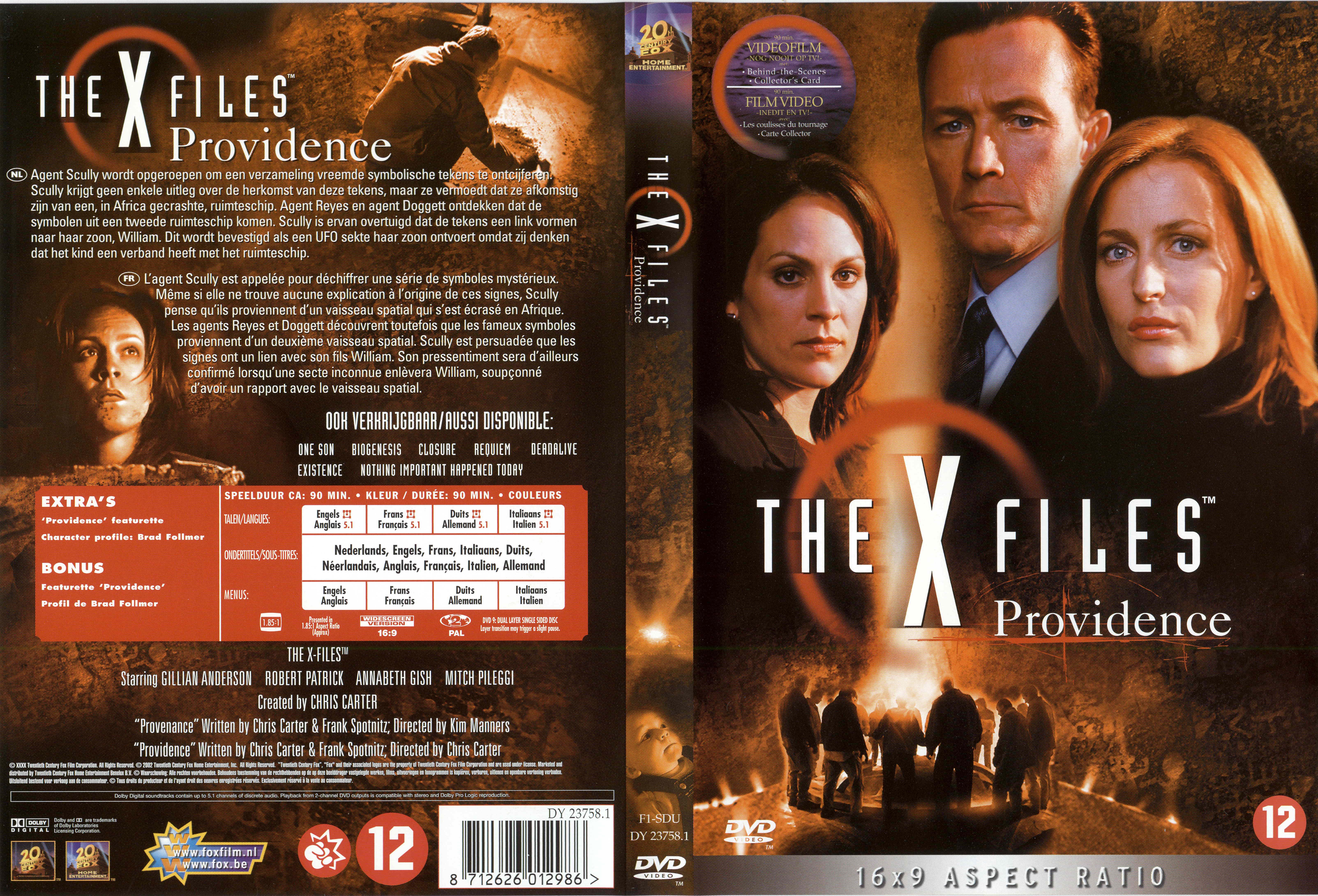 Jaquette DVD X files providence v2