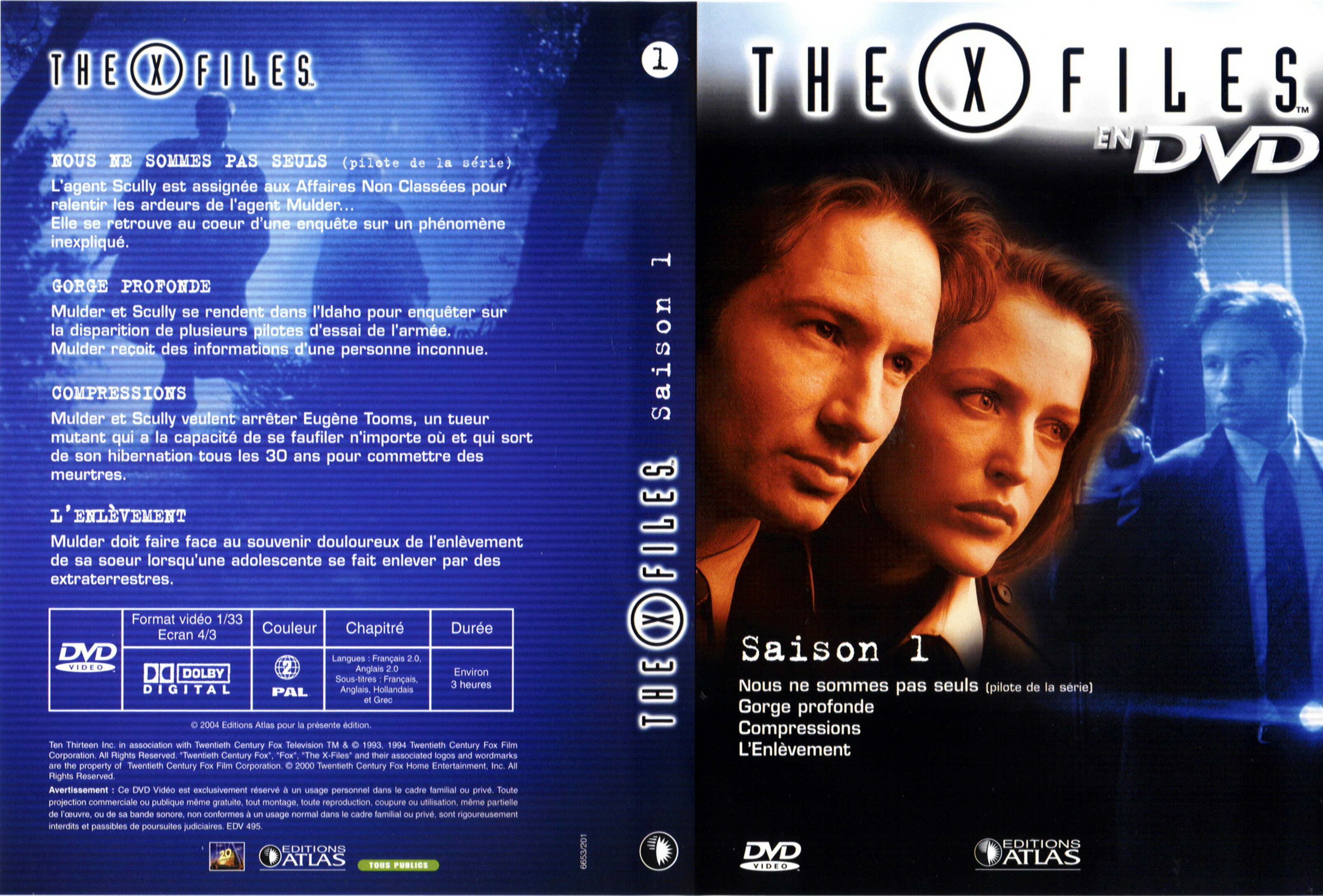 Jaquette DVD X files saison 1 DVD 1