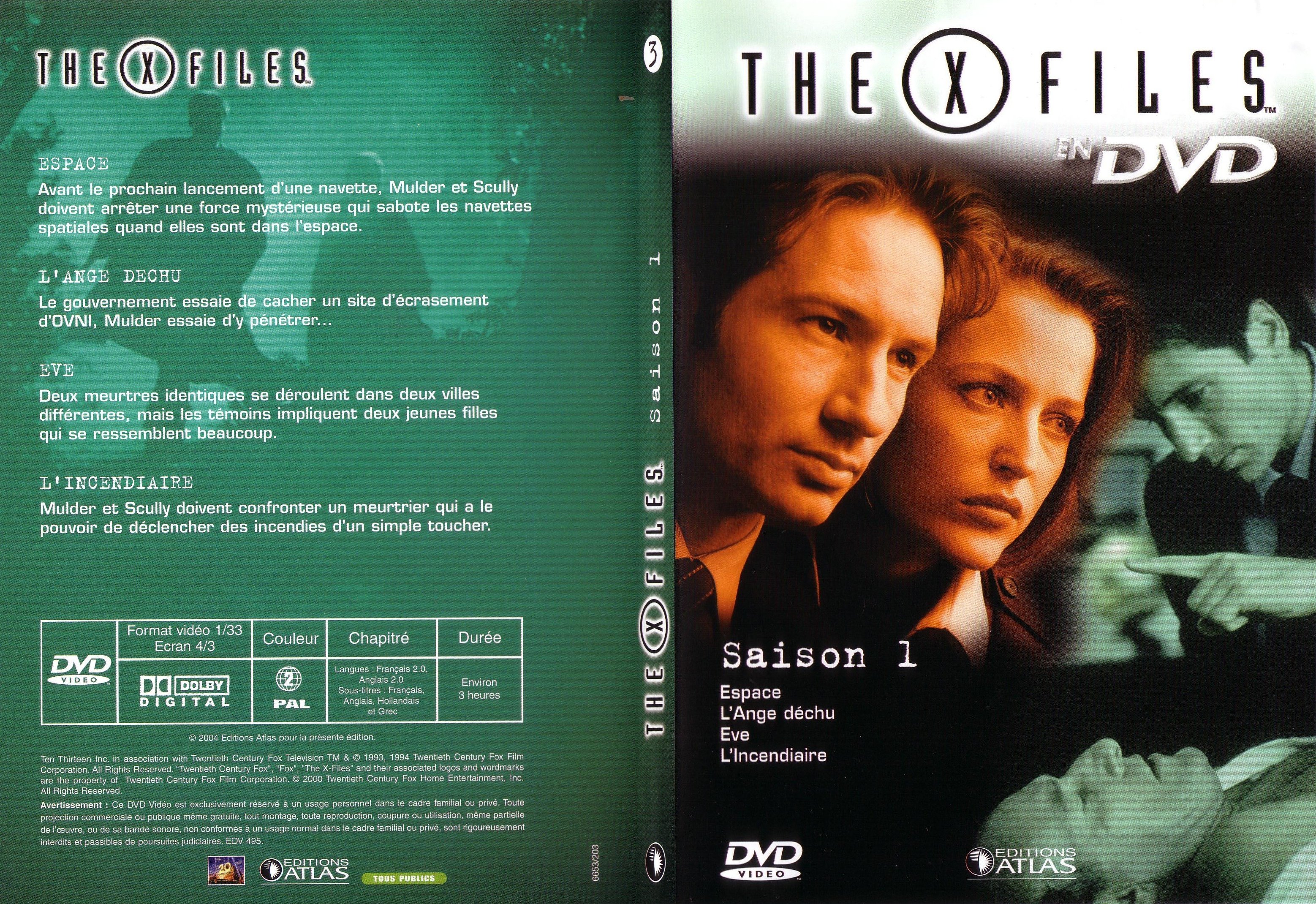 Jaquette DVD X files saison 1 DVD 3 - SLIM