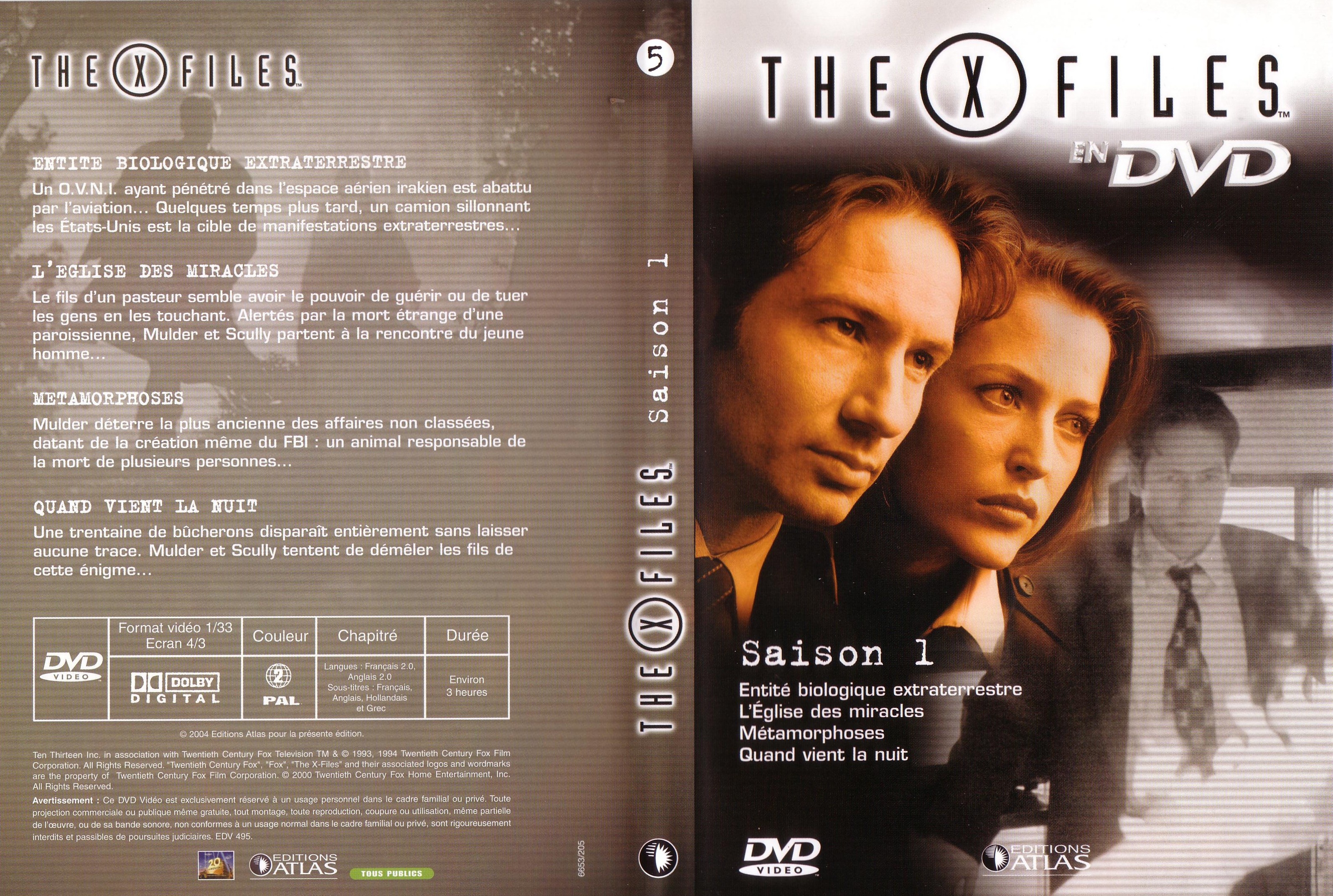 Jaquette DVD X files saison 1 DVD 5