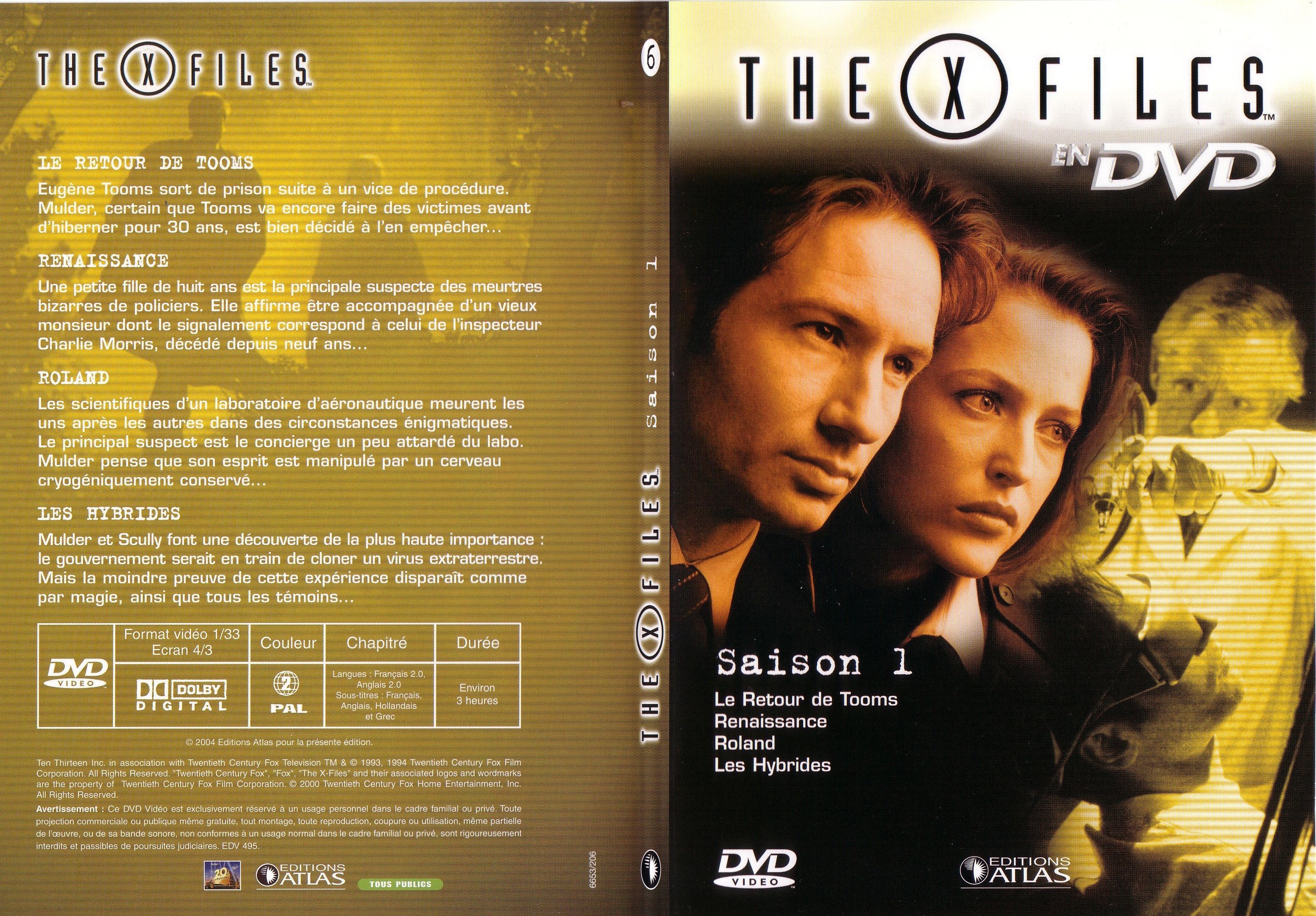 Jaquette DVD X files saison 1 DVD 6 - SLIM