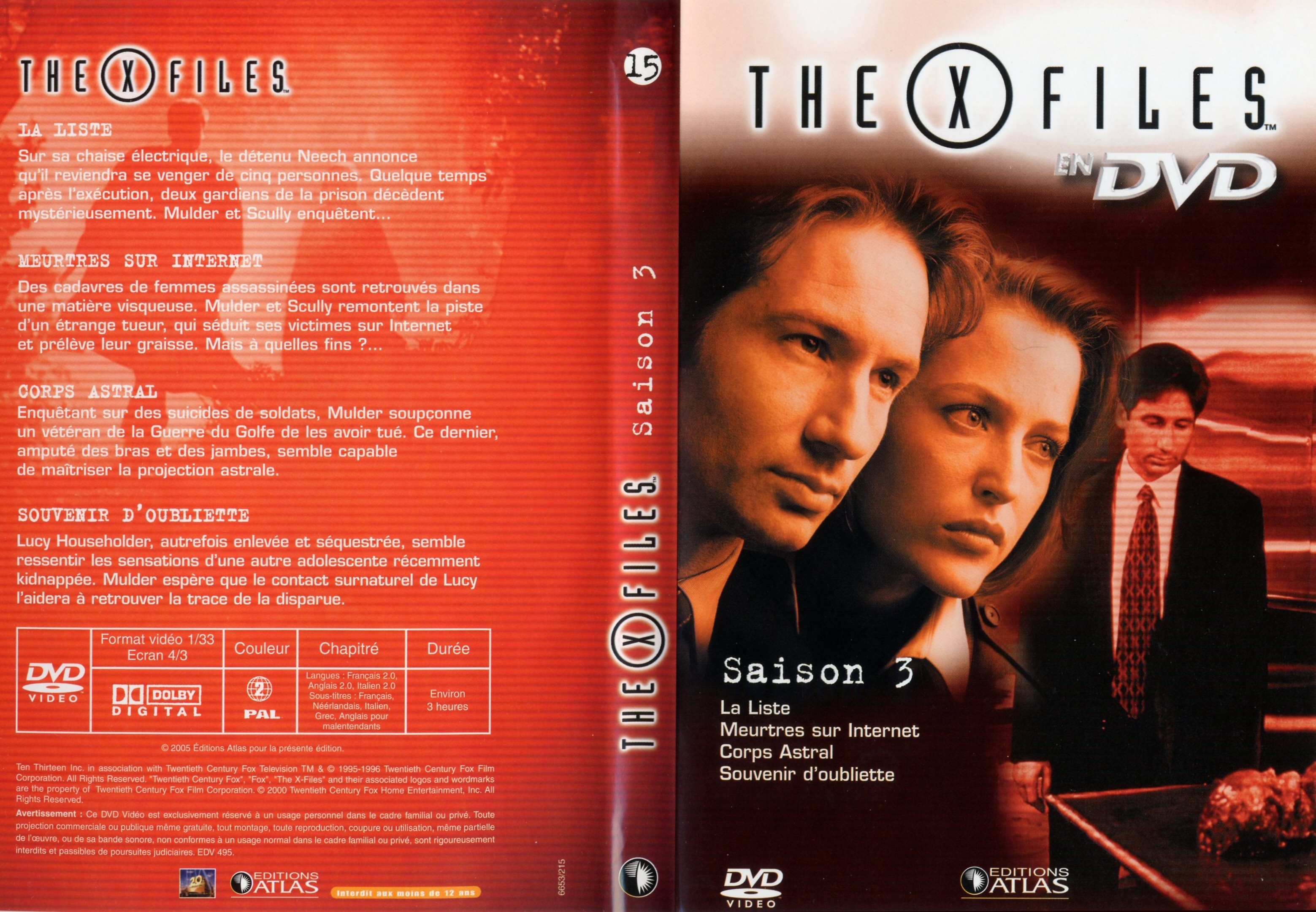 Jaquette DVD X files saison 3 DVD 15