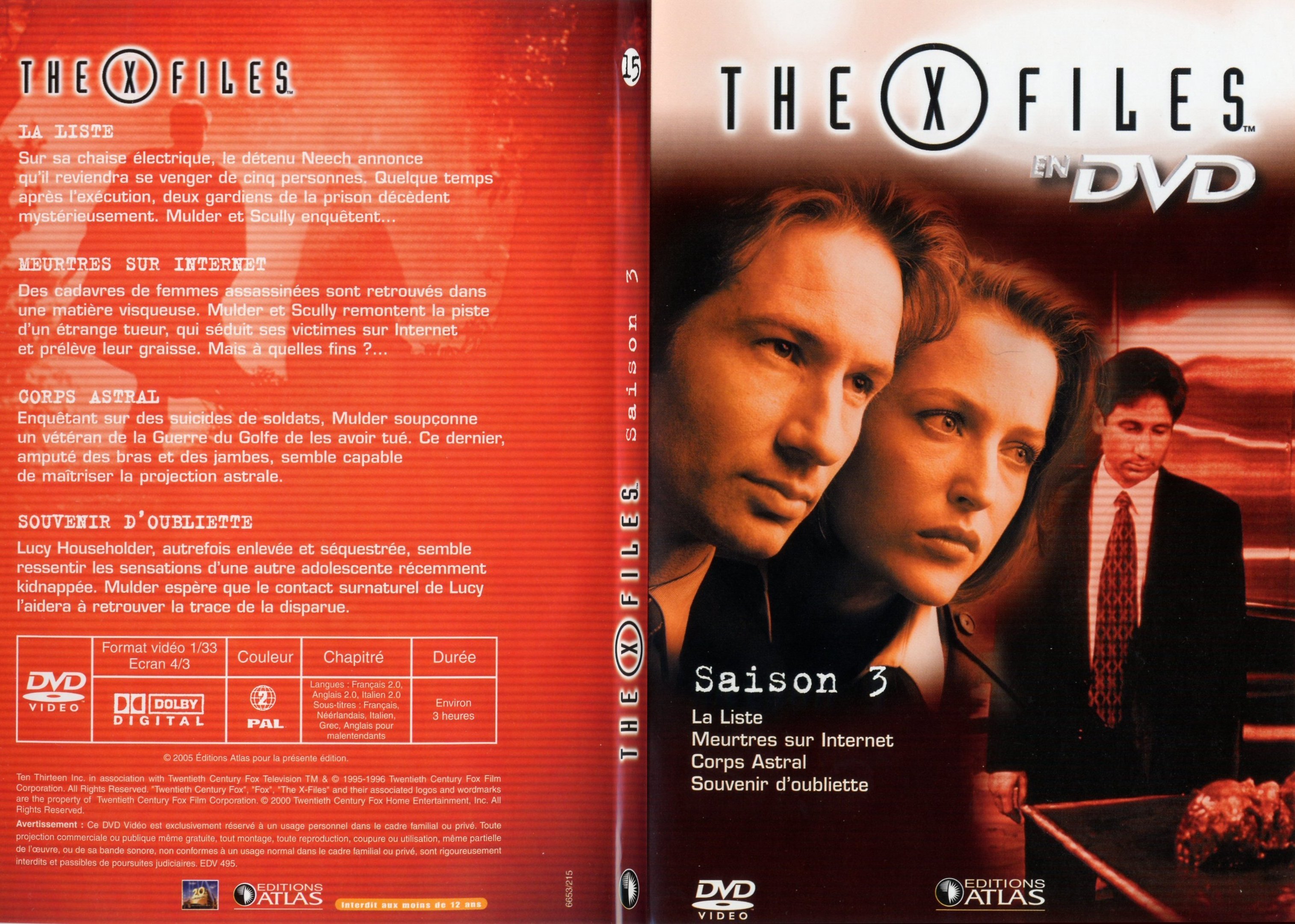 Jaquette DVD X files saison 3 DVD 15 - SLIM