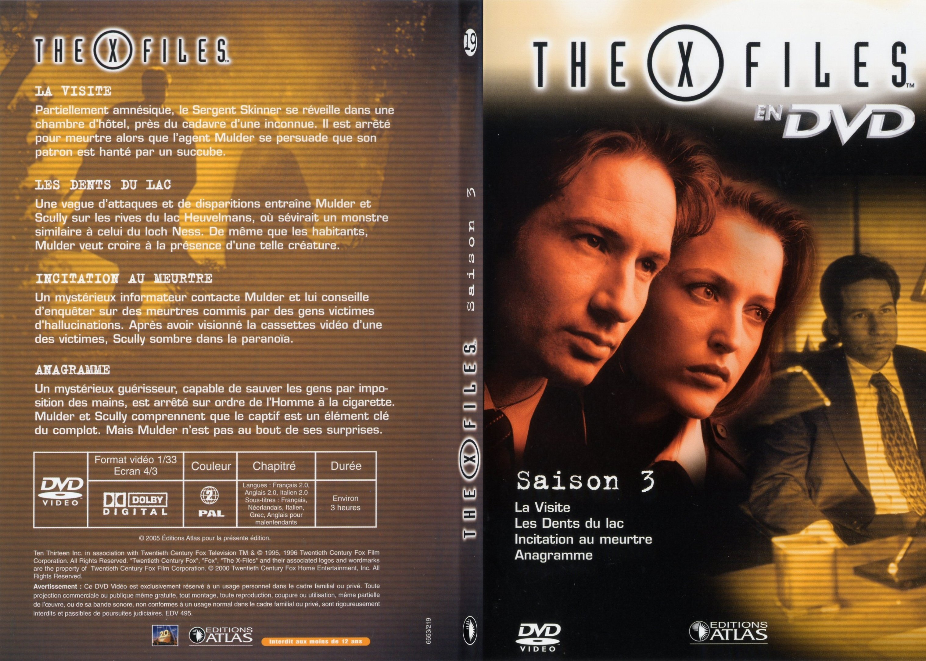 Jaquette DVD X files saison 3 DVD 19 - SLIM