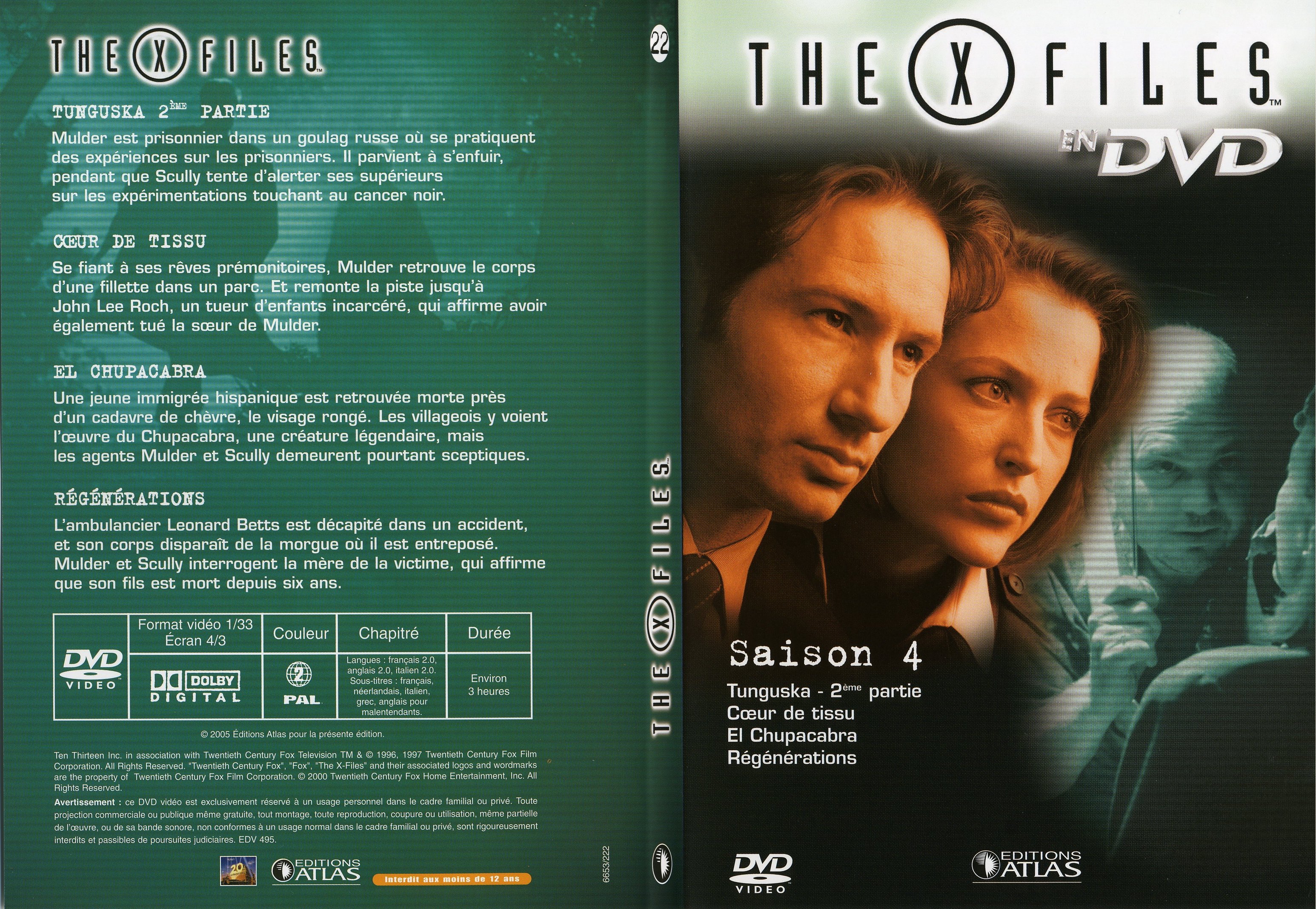 Jaquette DVD X files saison 4 DVD 22 - SLIM