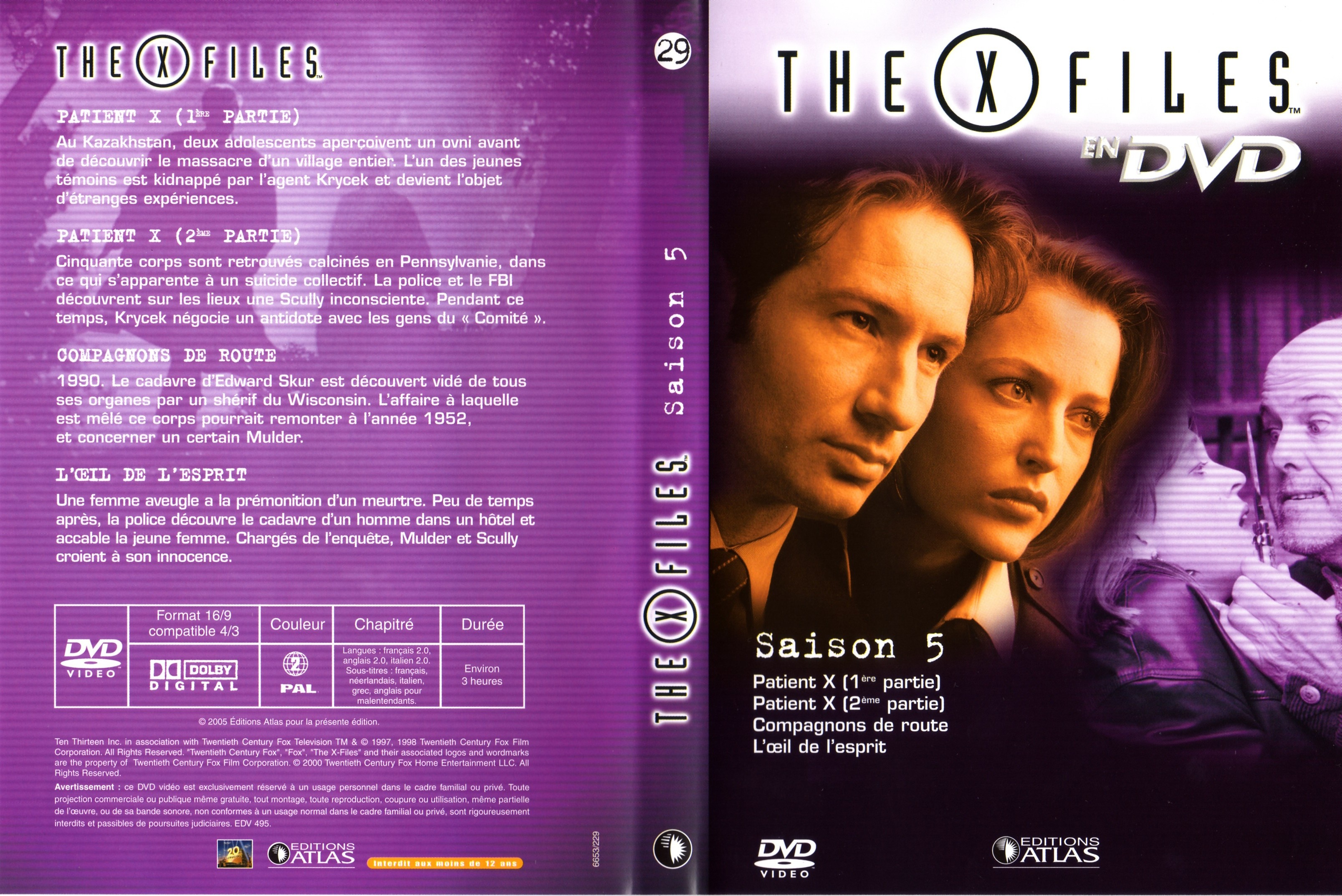 Jaquette DVD X files saison 5 DVD 29