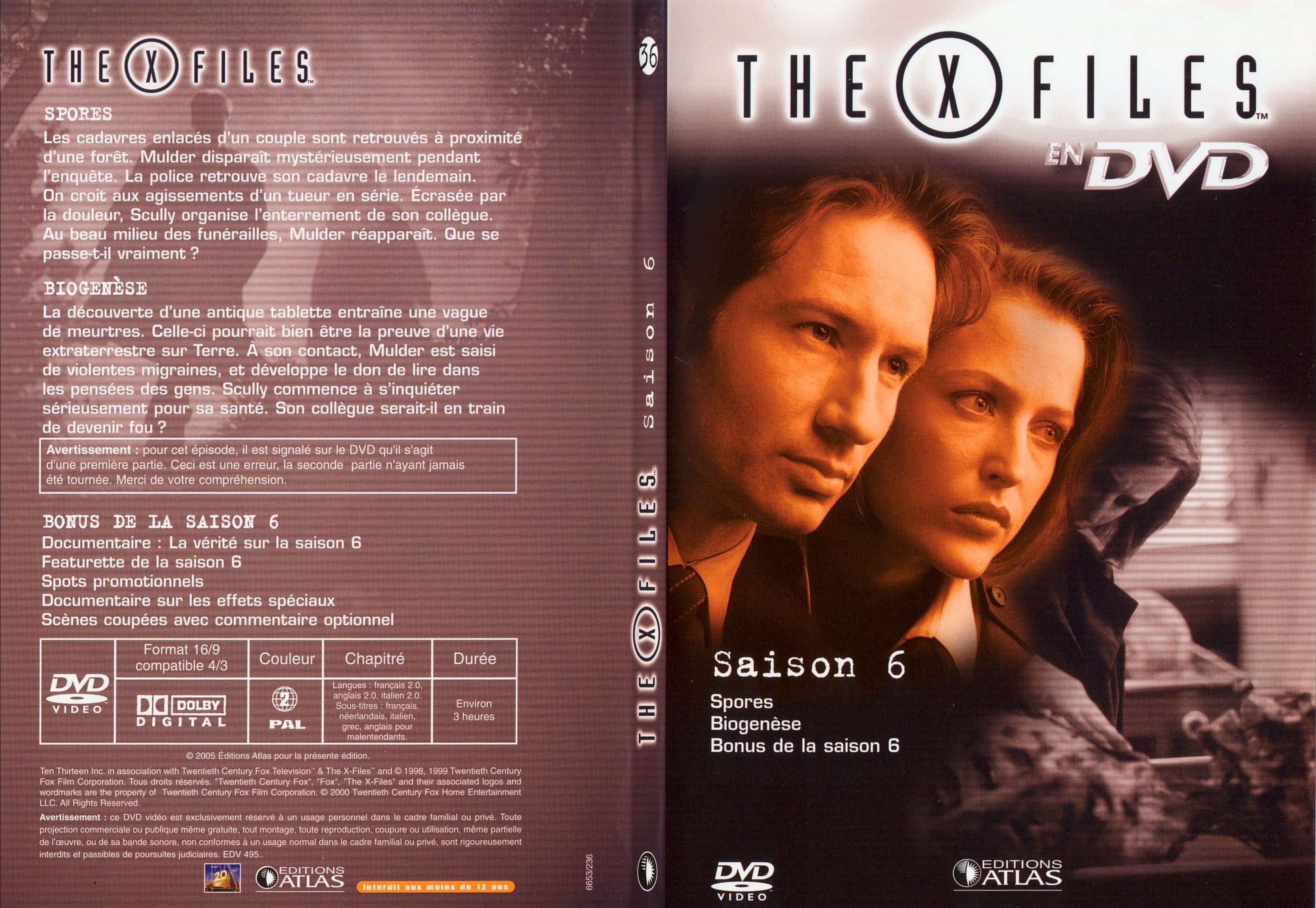Jaquette DVD X files saison 6 DVD 36 - SLIM