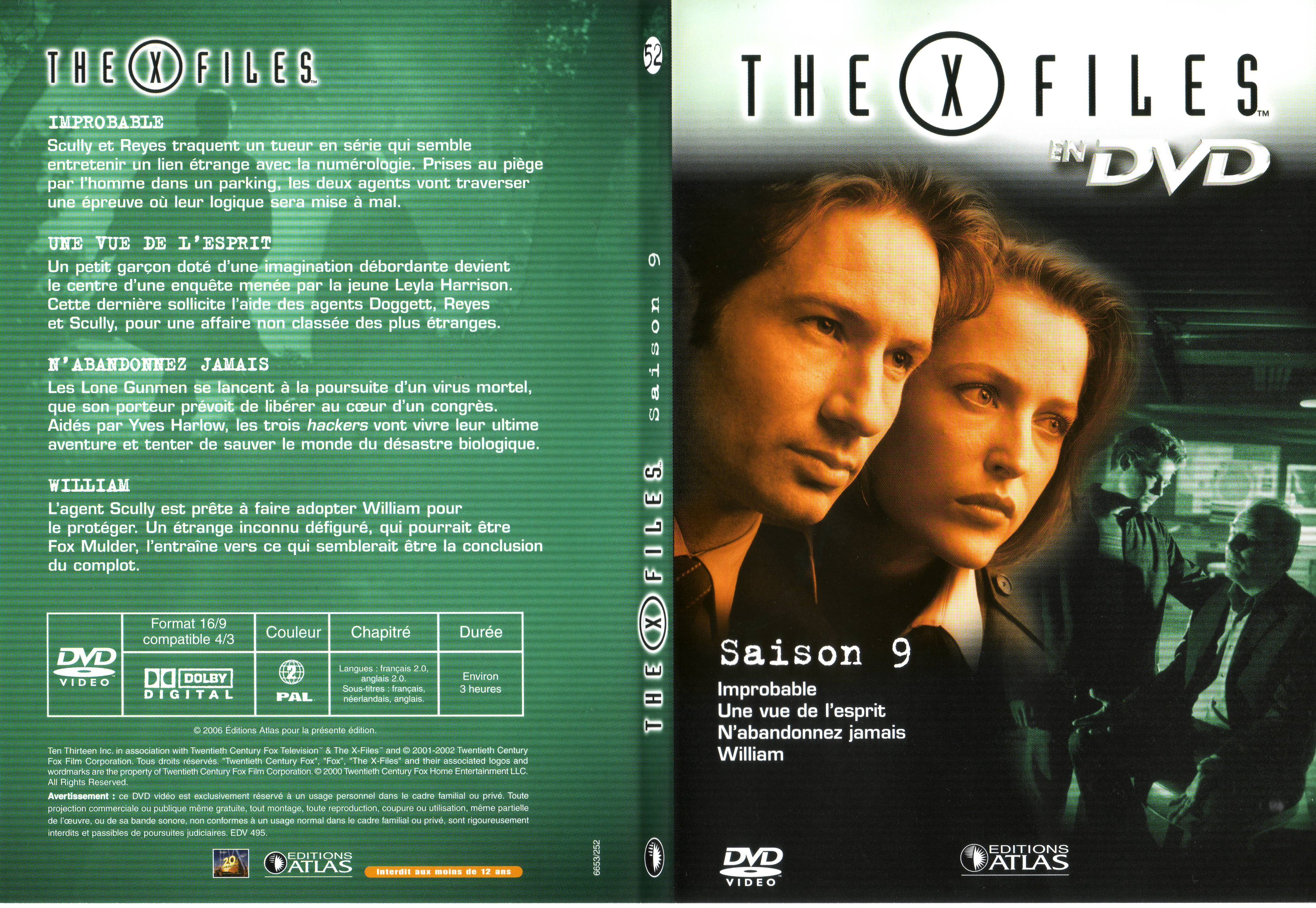 Jaquette DVD X files saison 9 DVD 52 - SLIM